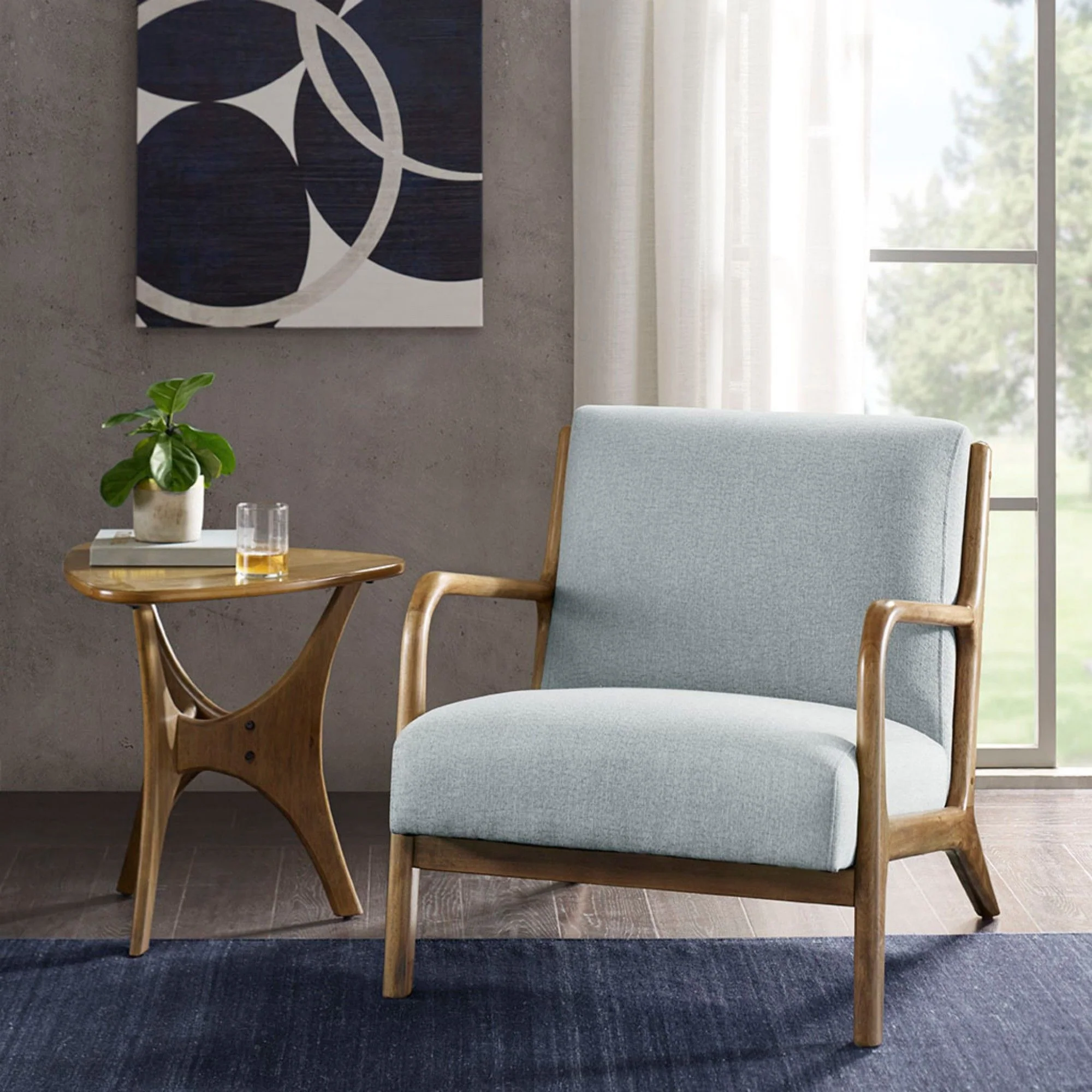 Mid-Century Style Lounge Chair With Upholstered Seat - Image 24