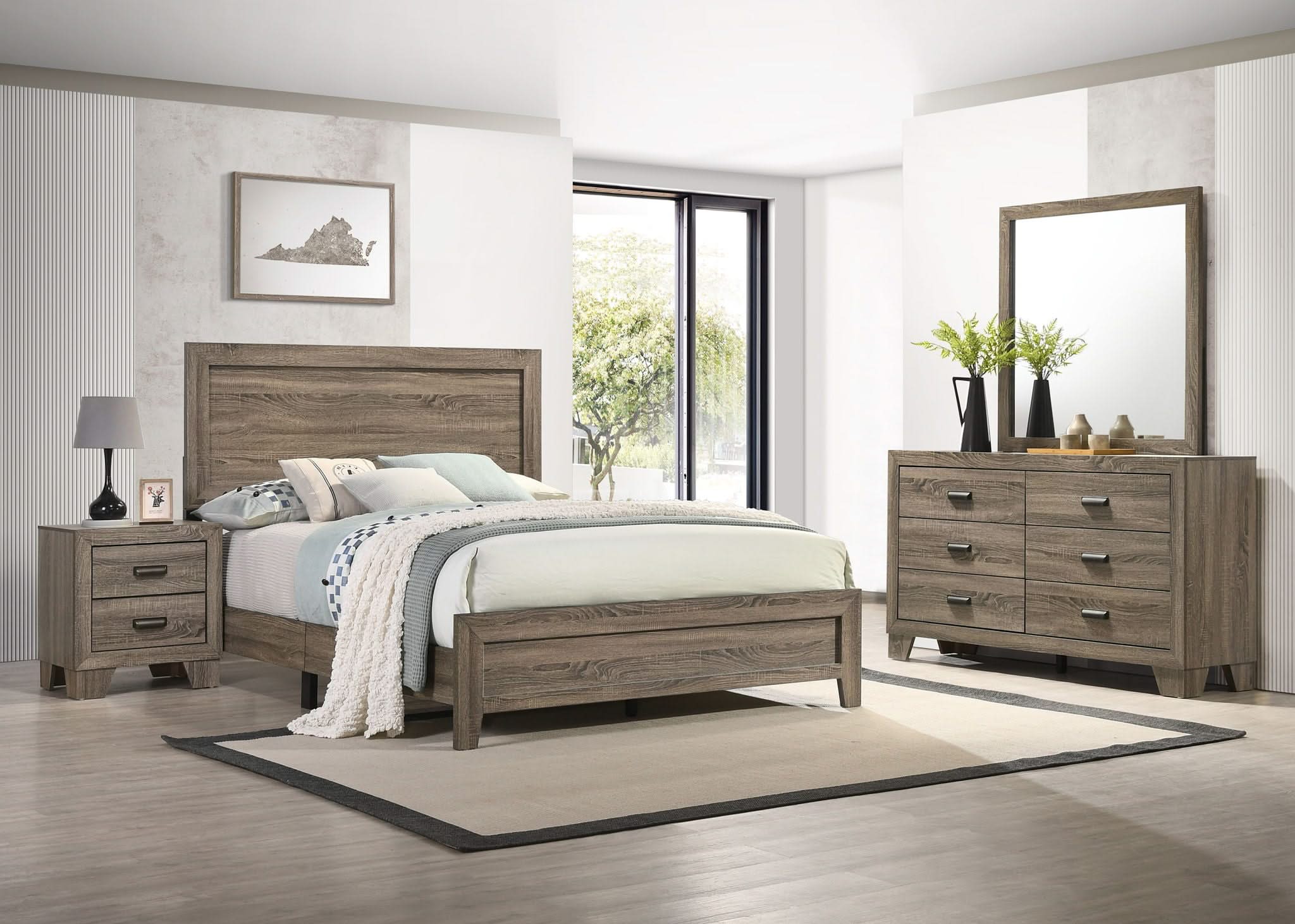 Millie - King 4 Piece Bedroom Set - Warm Gray