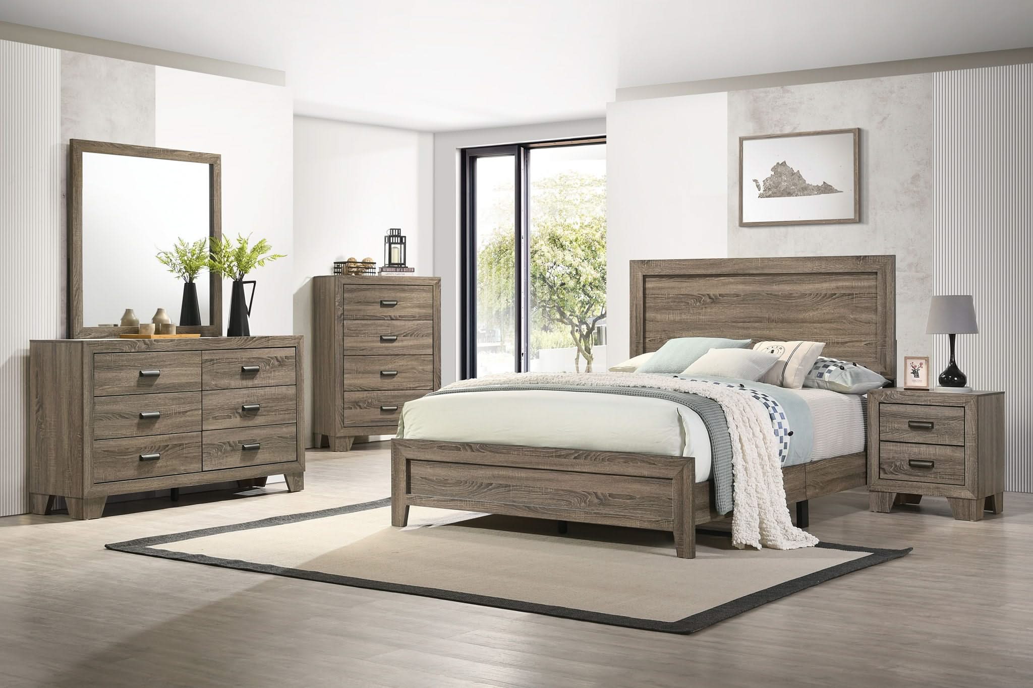 Millie - Queen 5 Piece Bedroom Set - Warm Gray