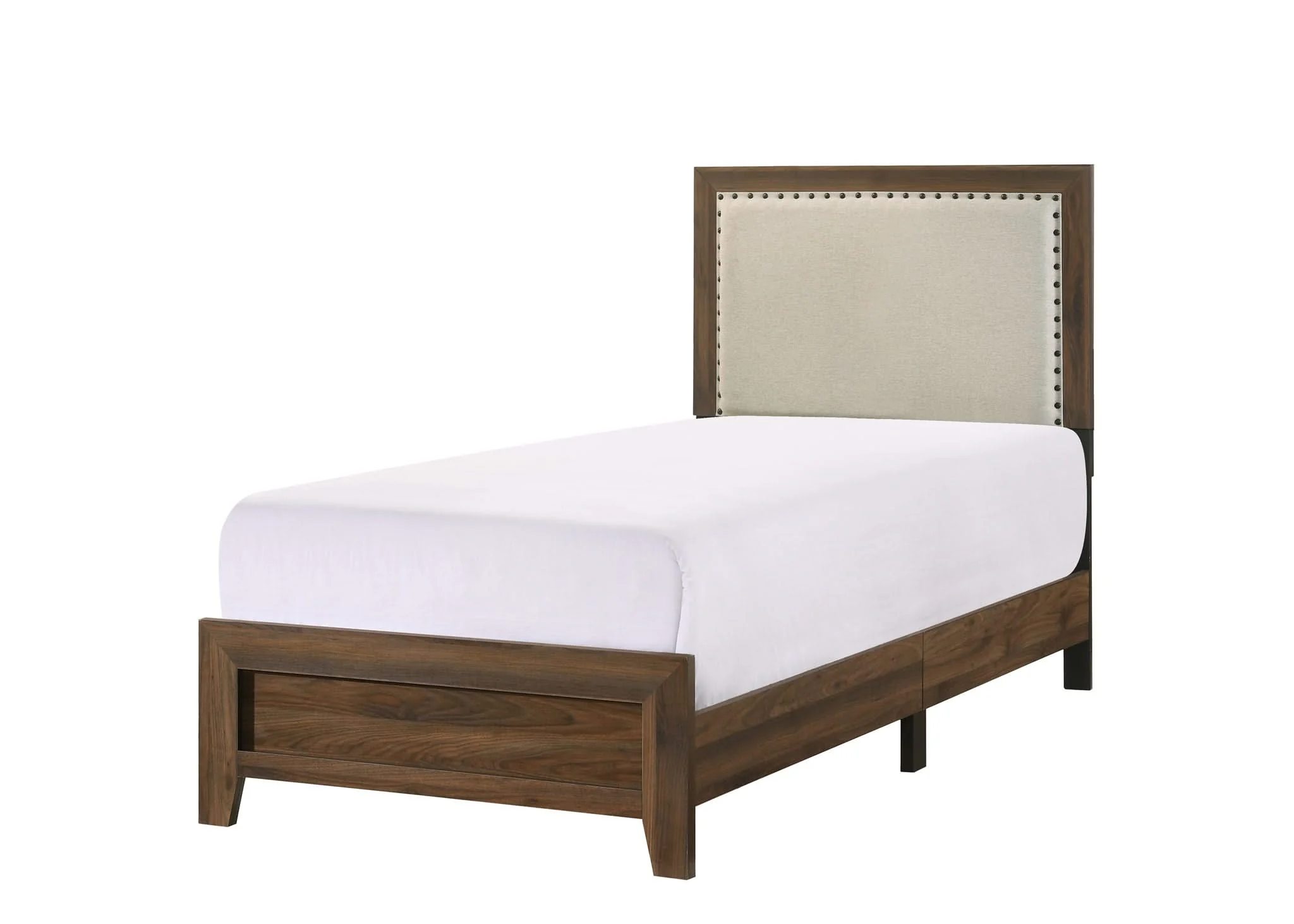 Millie - Twin 4 Piece Upholstered Bedroom Set - Brown Cherry - Image 2