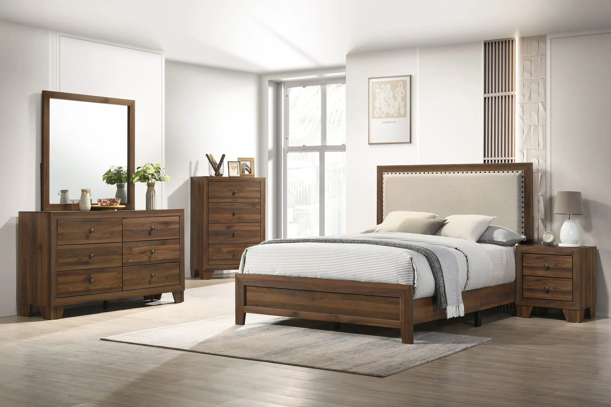 Millie - Twin Upholstery Bed In One Box - Brown Cherry - Image 2