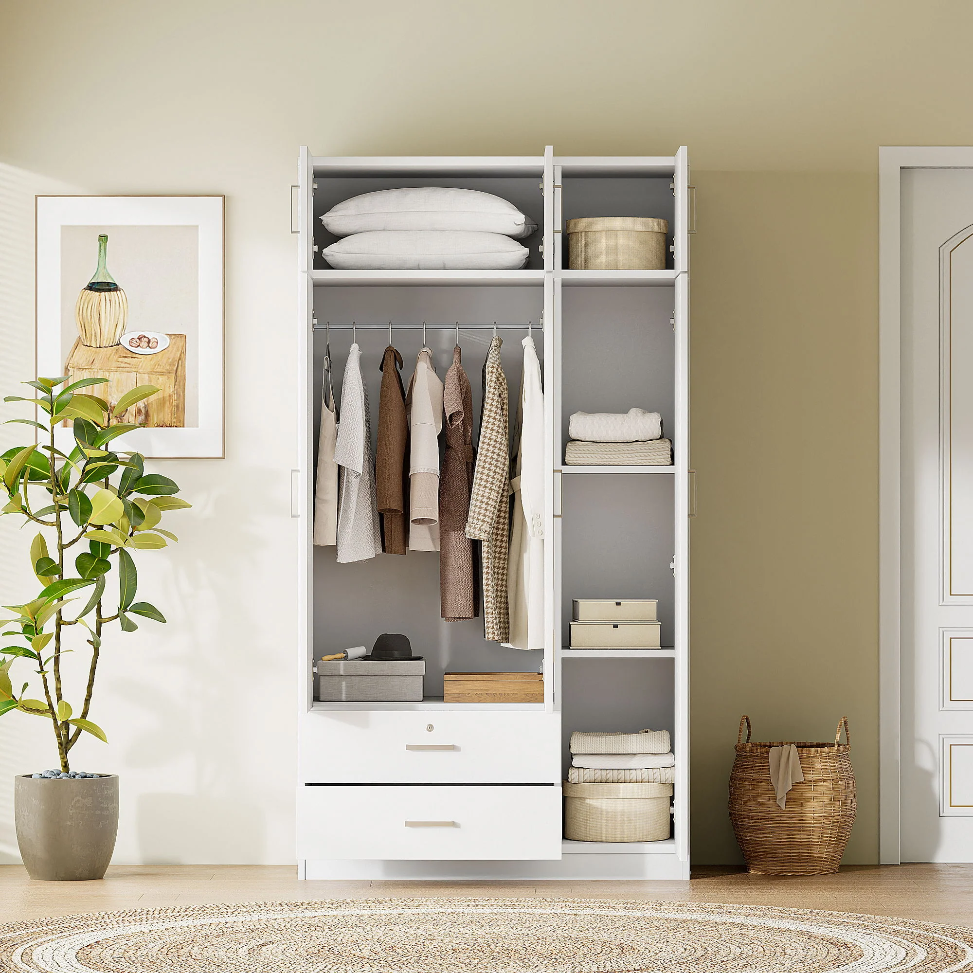 Modern 3 Door Mirror Wardrobe With 2 Drawers And Top Cabinet - Image 3