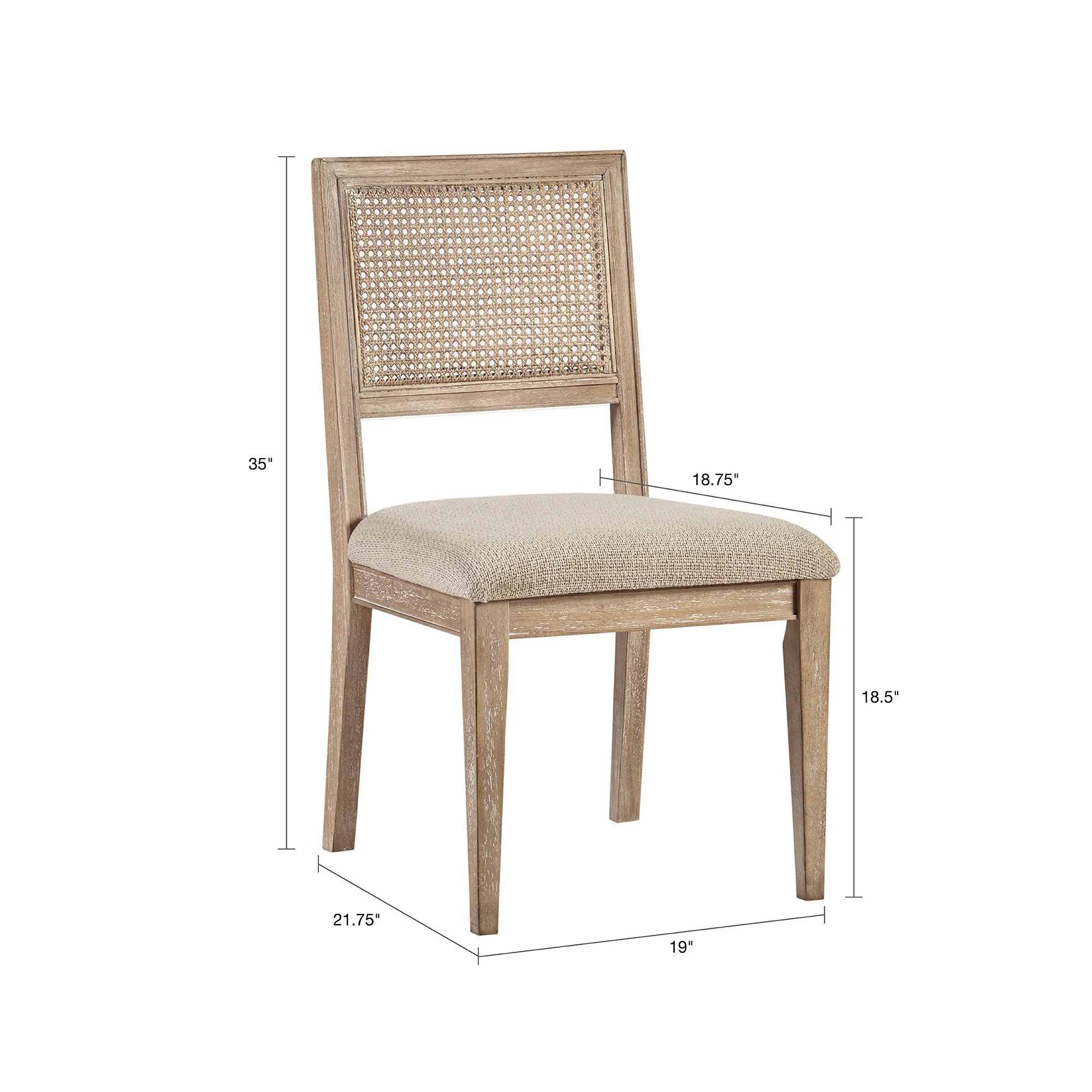 Modern Armless Dining Chair With Cane Back (Set of 2) - Image 3