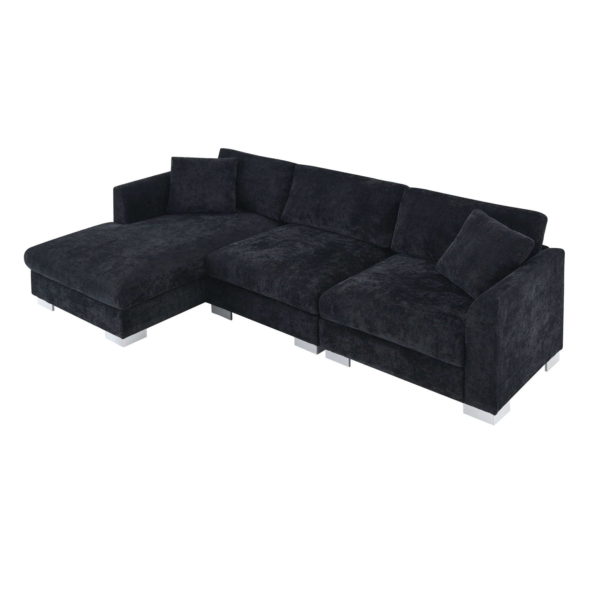 Modern Cloud Sectional Sofa L Shaped Luxury Couch Set With 2 Free Pillows 4 Seat With Oversized Chaise - Image 2