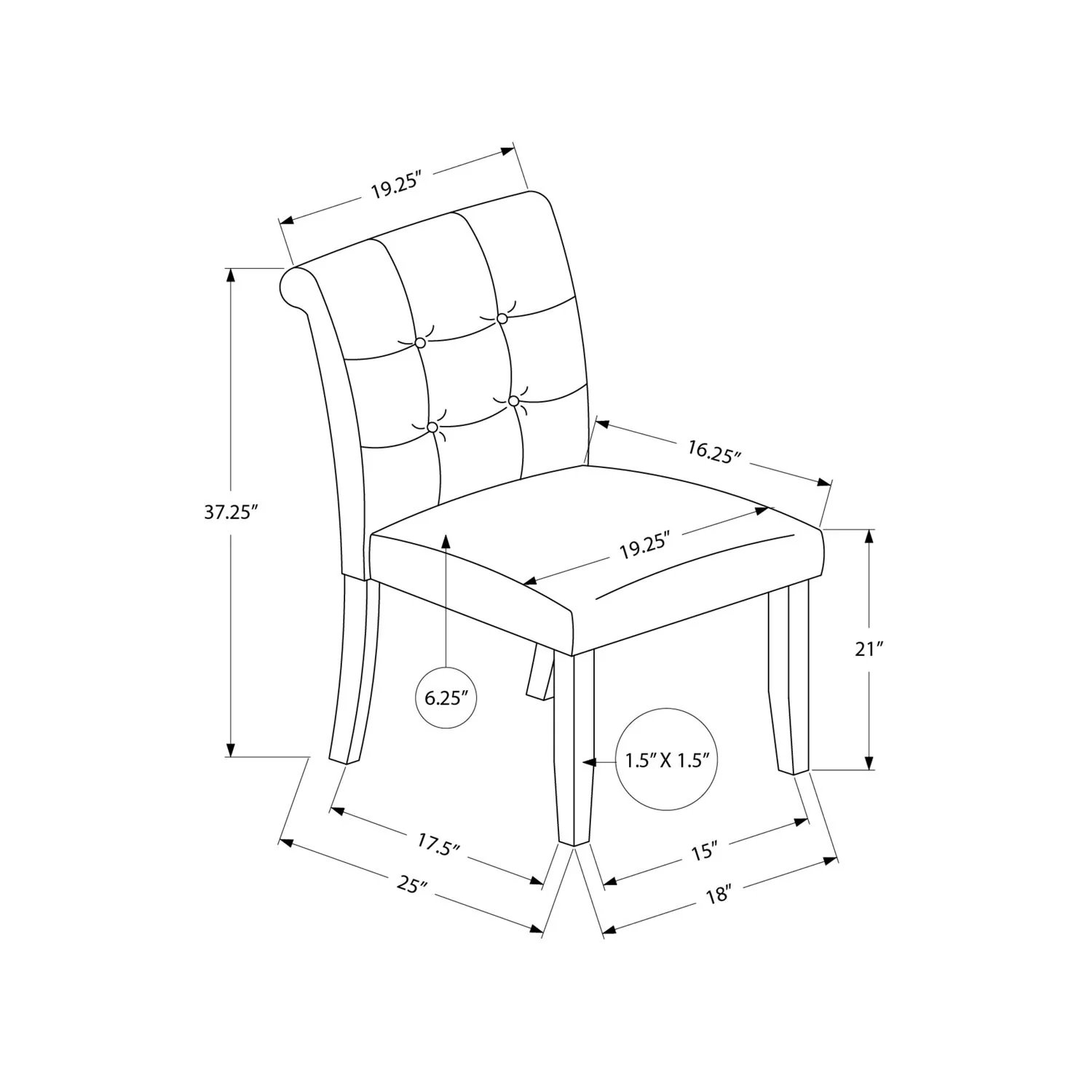 Modern Compact Design Upholstered Dining Chair (Set of 2) - Image 3