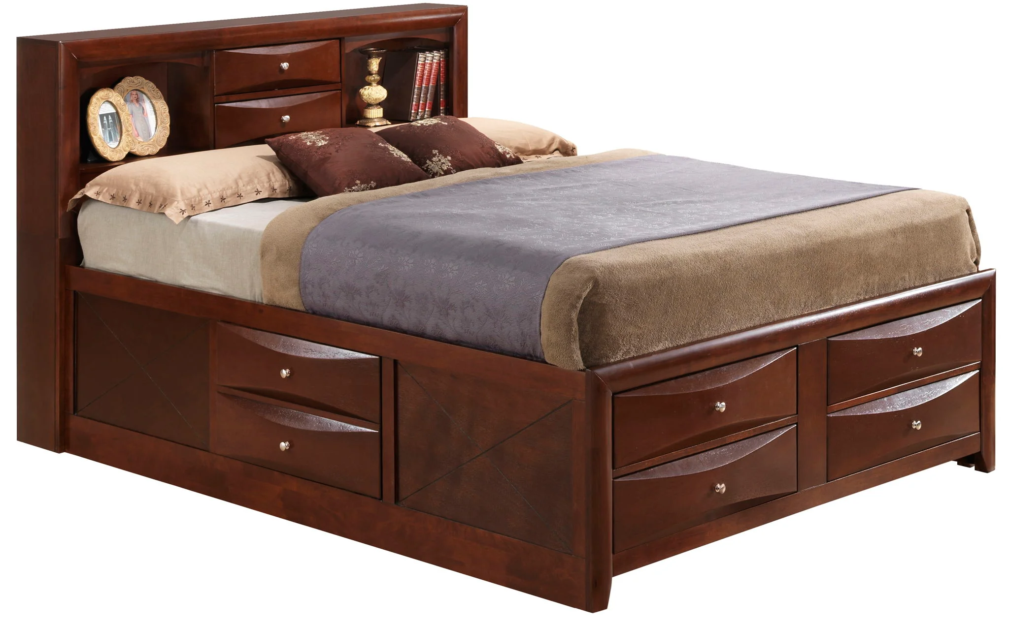 Modern Design Storage Bed With Bookcase Headboard - Image 10