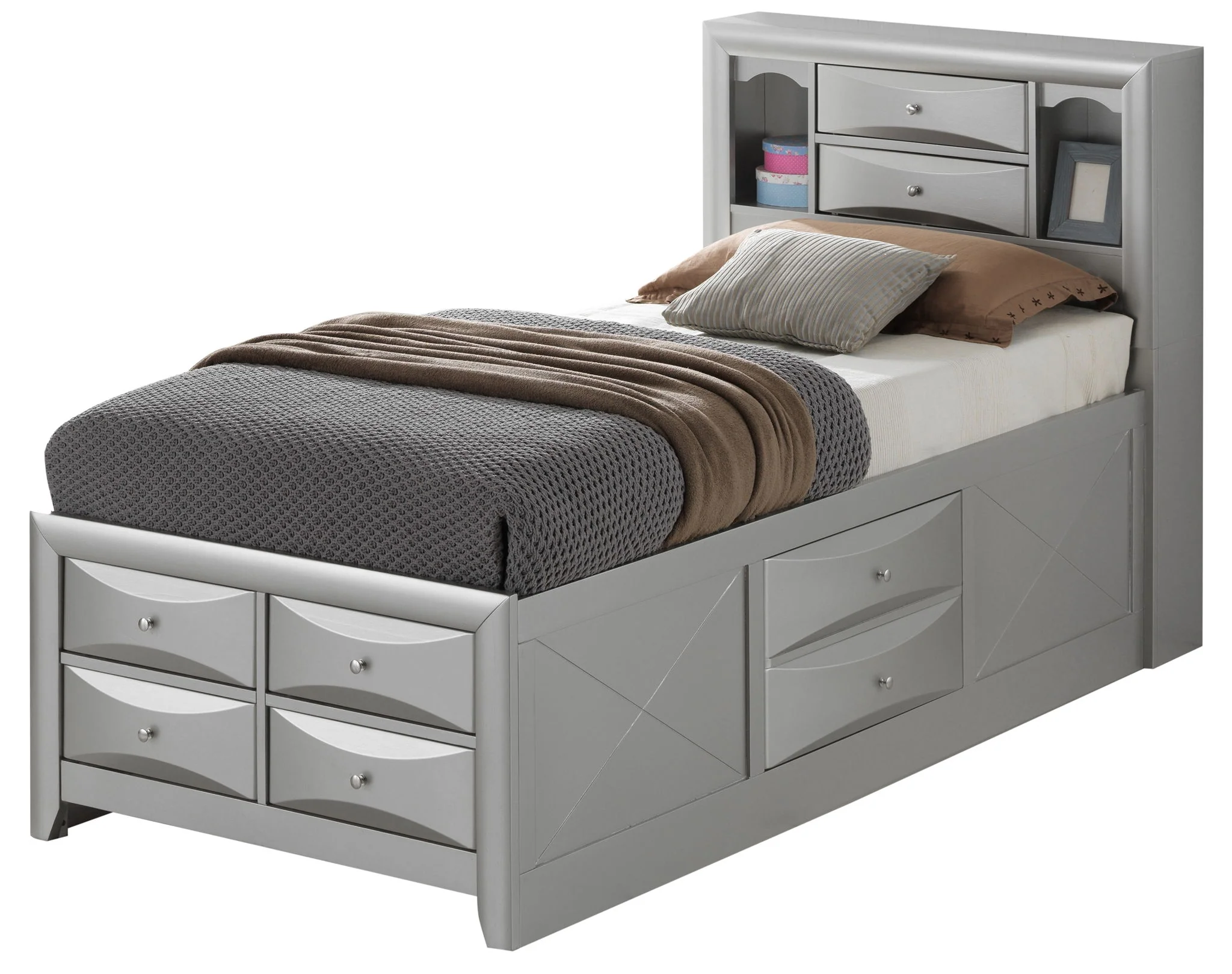 Modern Design Storage Bed With Bookcase Headboard - Image 2