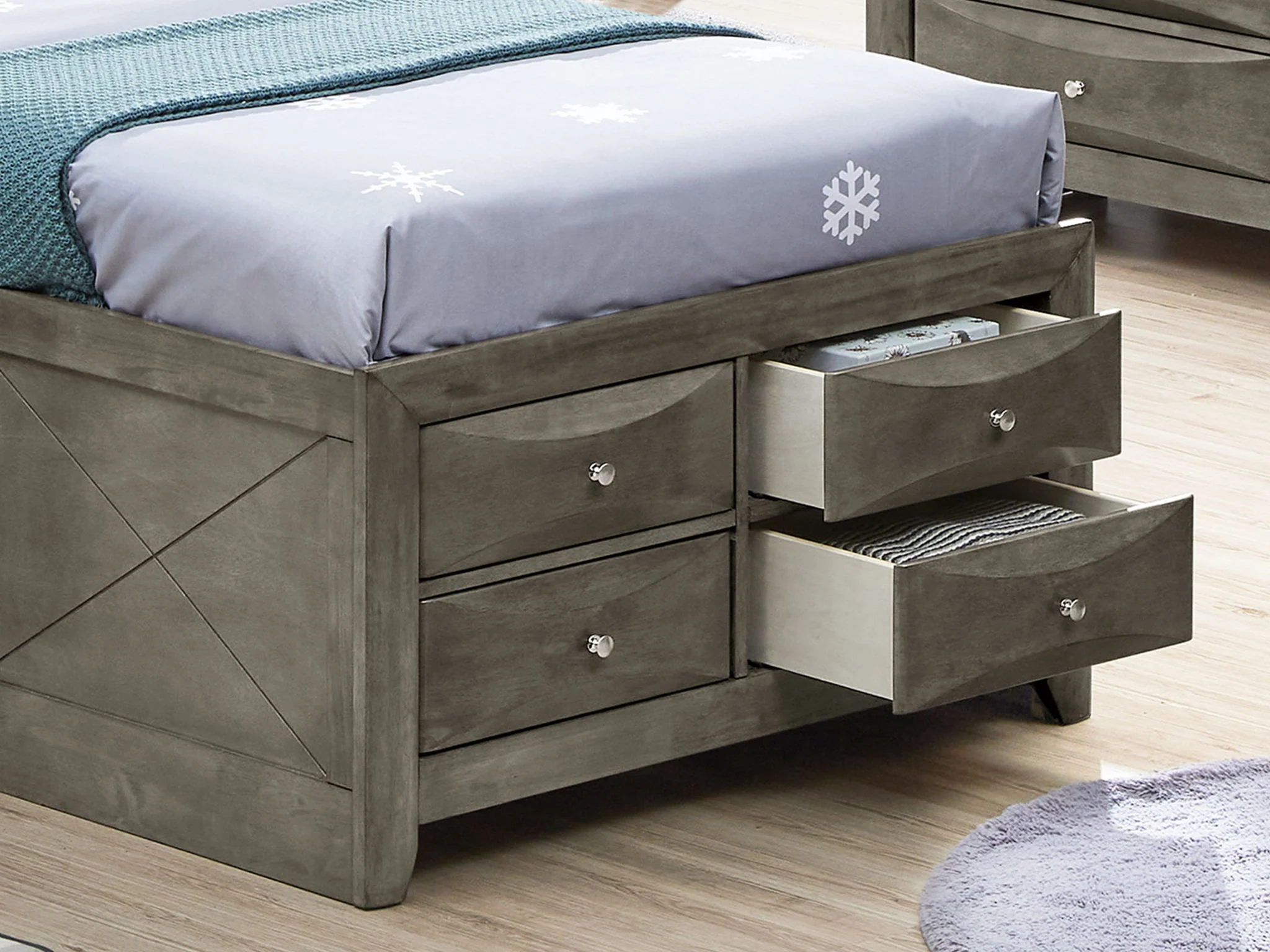 Modern Design Storage Bed With Bookcase Headboard - Image 22
