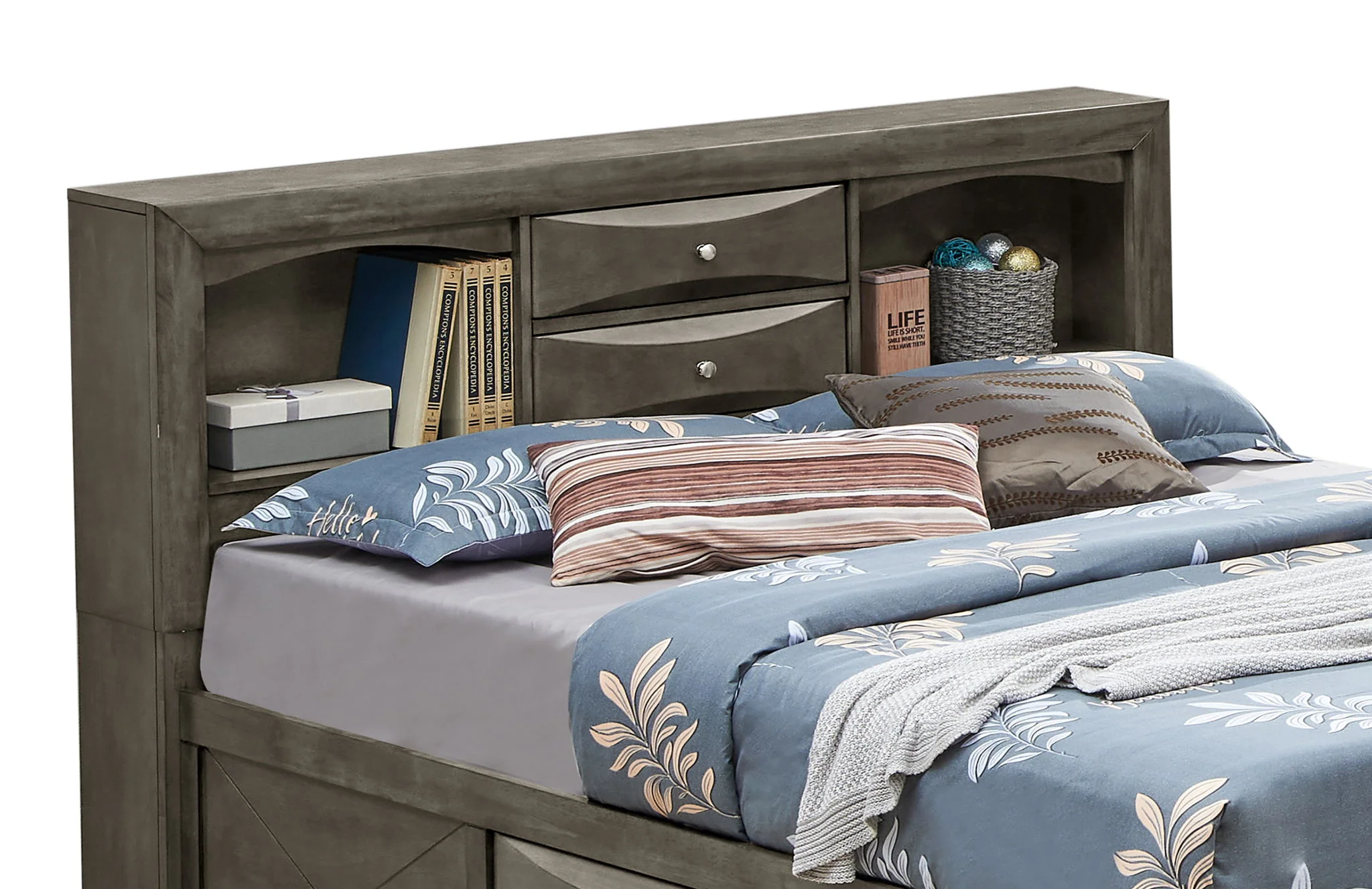 Modern Design Storage Bed With Bookcase Headboard - Image 30