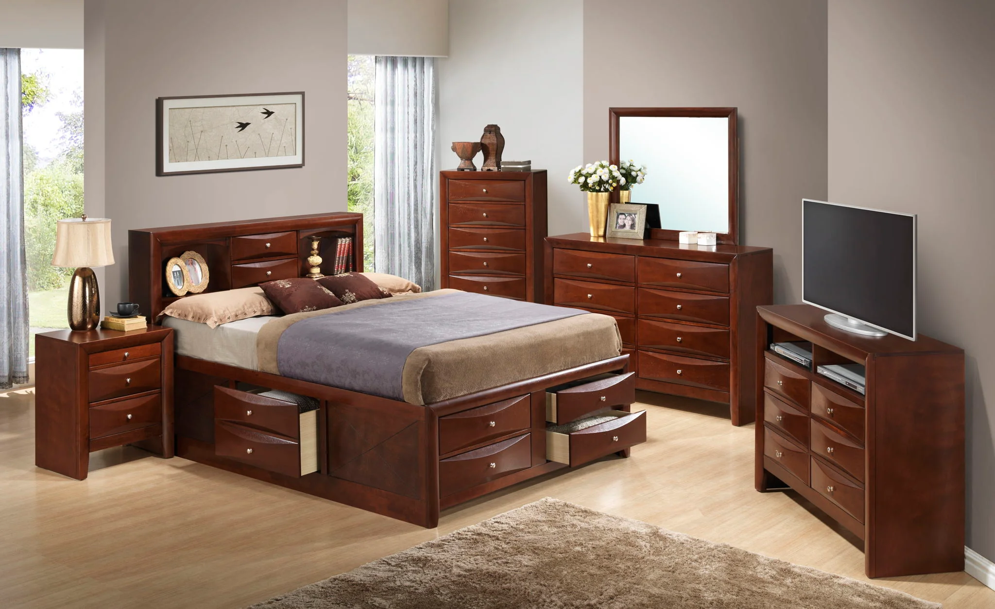 Modern Design Storage Bed With Bookcase Headboard - Image 39