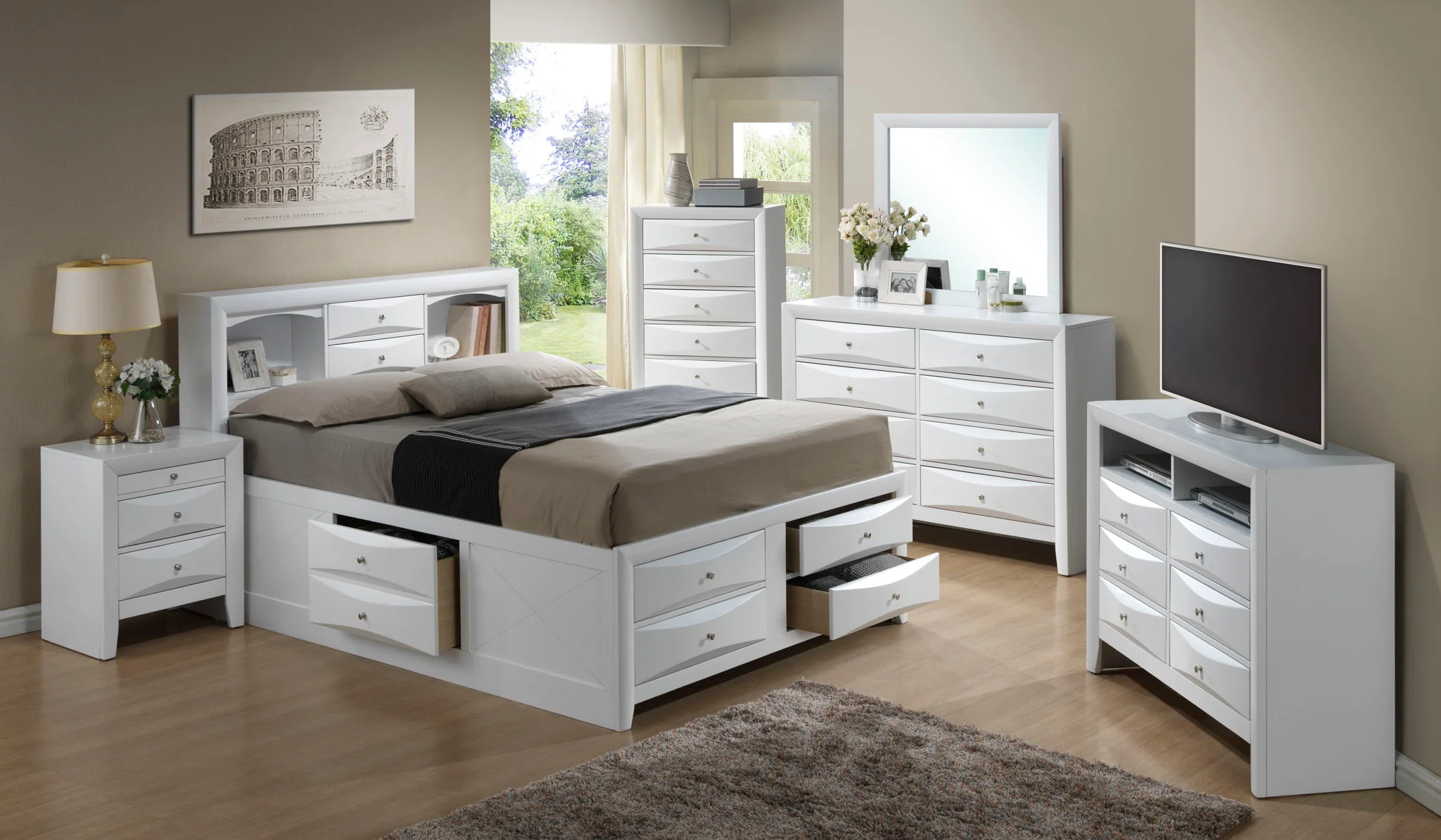 Modern Design Storage Bed With Bookcase Headboard - Image 41