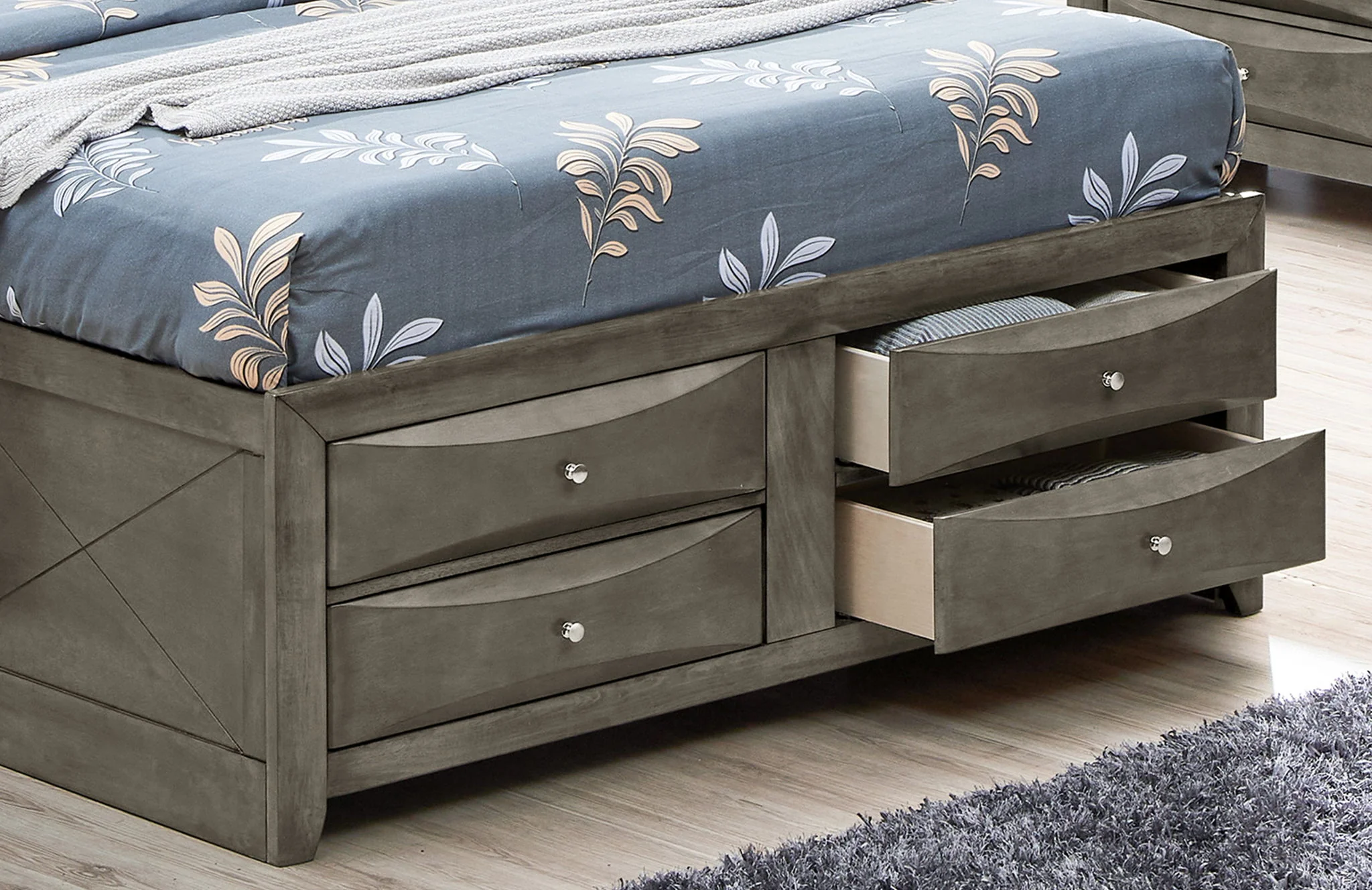 Modern Design Storage Bed With Bookcase Headboard - Image 43