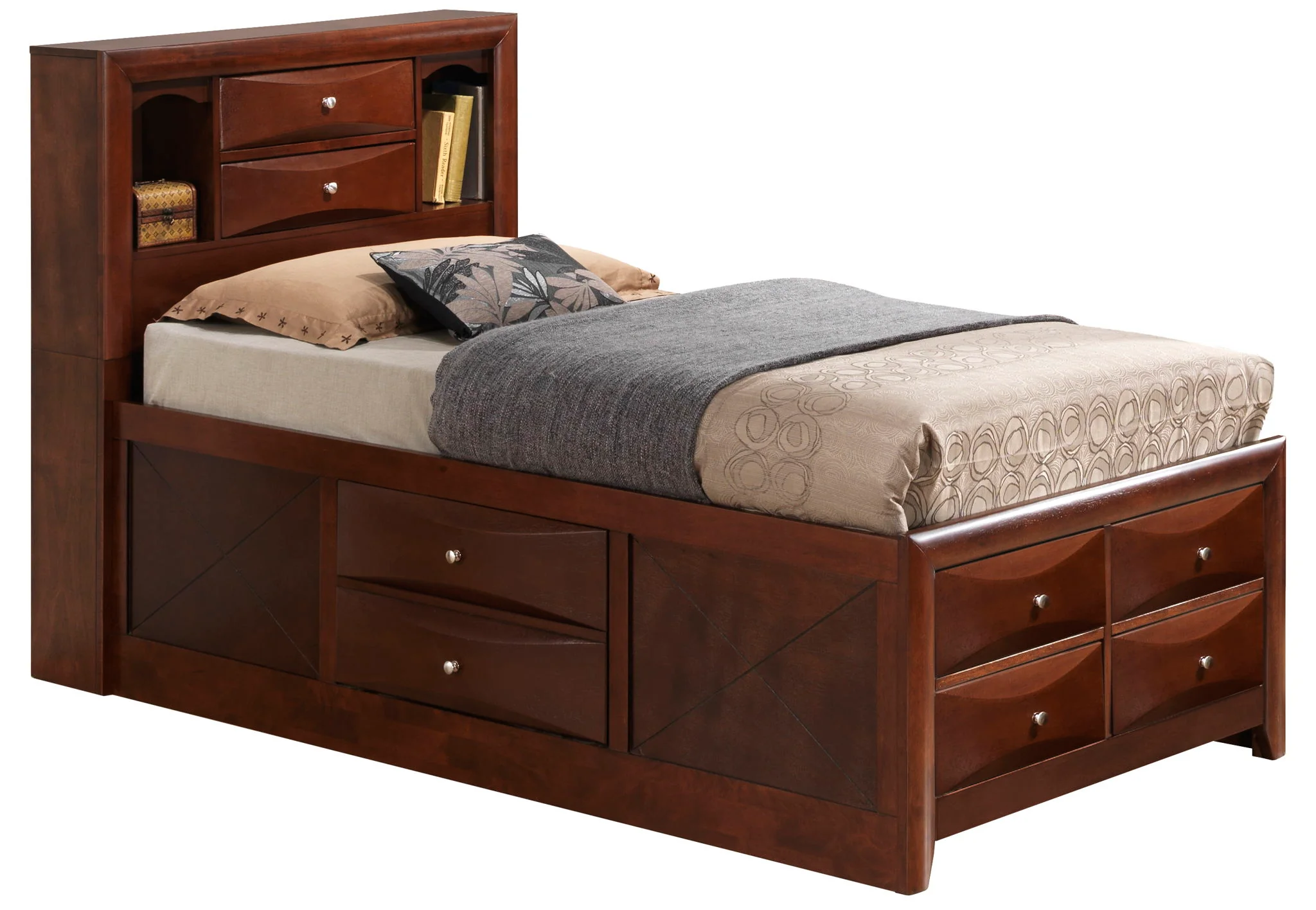 Modern Design Storage Bed With Bookcase Headboard - Image 8