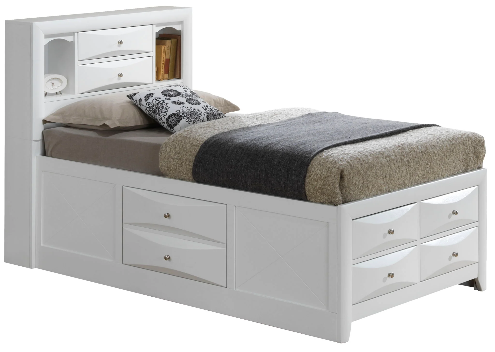 Modern Design Storage Bed With Bookcase Headboard - Image 9