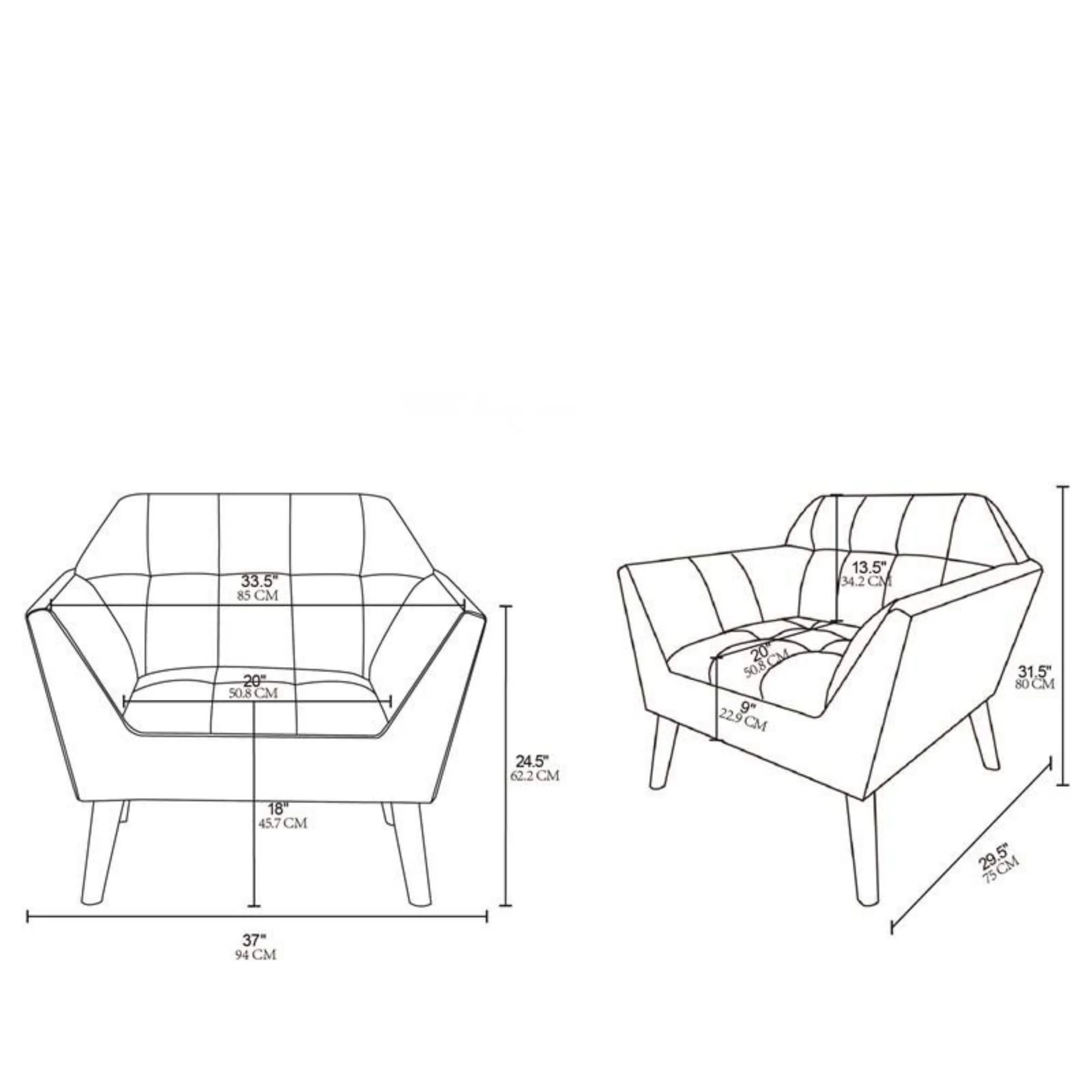 Modern Lounge Chair With Button Tufting - Image 7