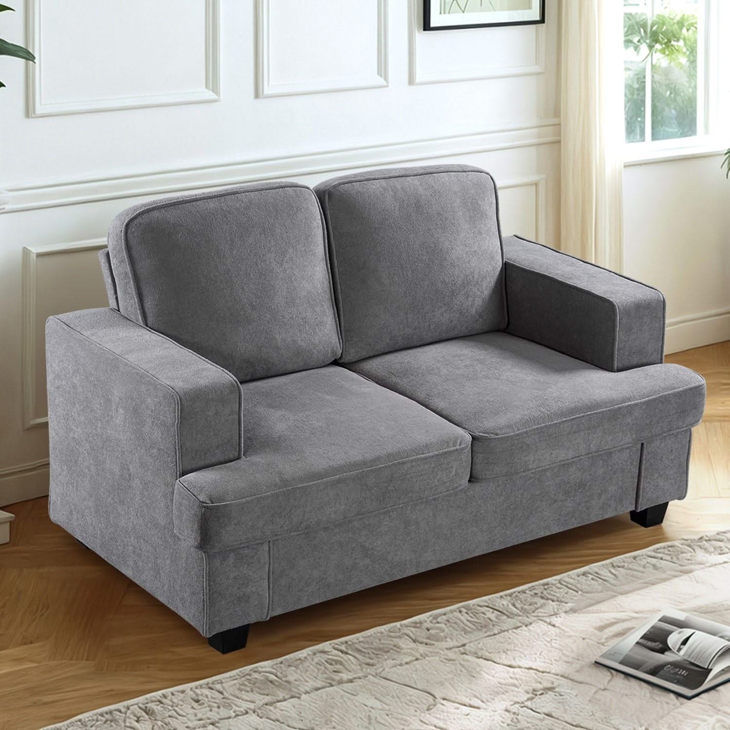 Modern Loveseat, Comfortable 2 Seater Couch With Deep Seating, Loose Back Cushions, Wide Arms - Image 18