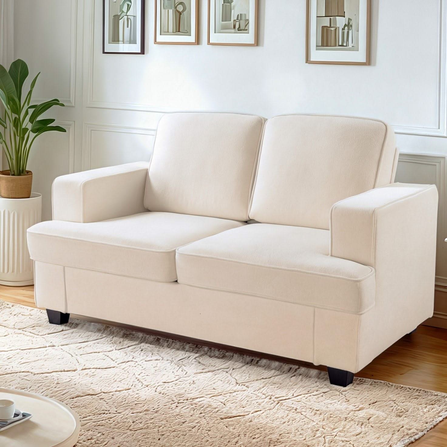 Modern Loveseat, Comfortable 2 Seater Couch With Deep Seating, Loose Back Cushions, Wide Arms - Image 19