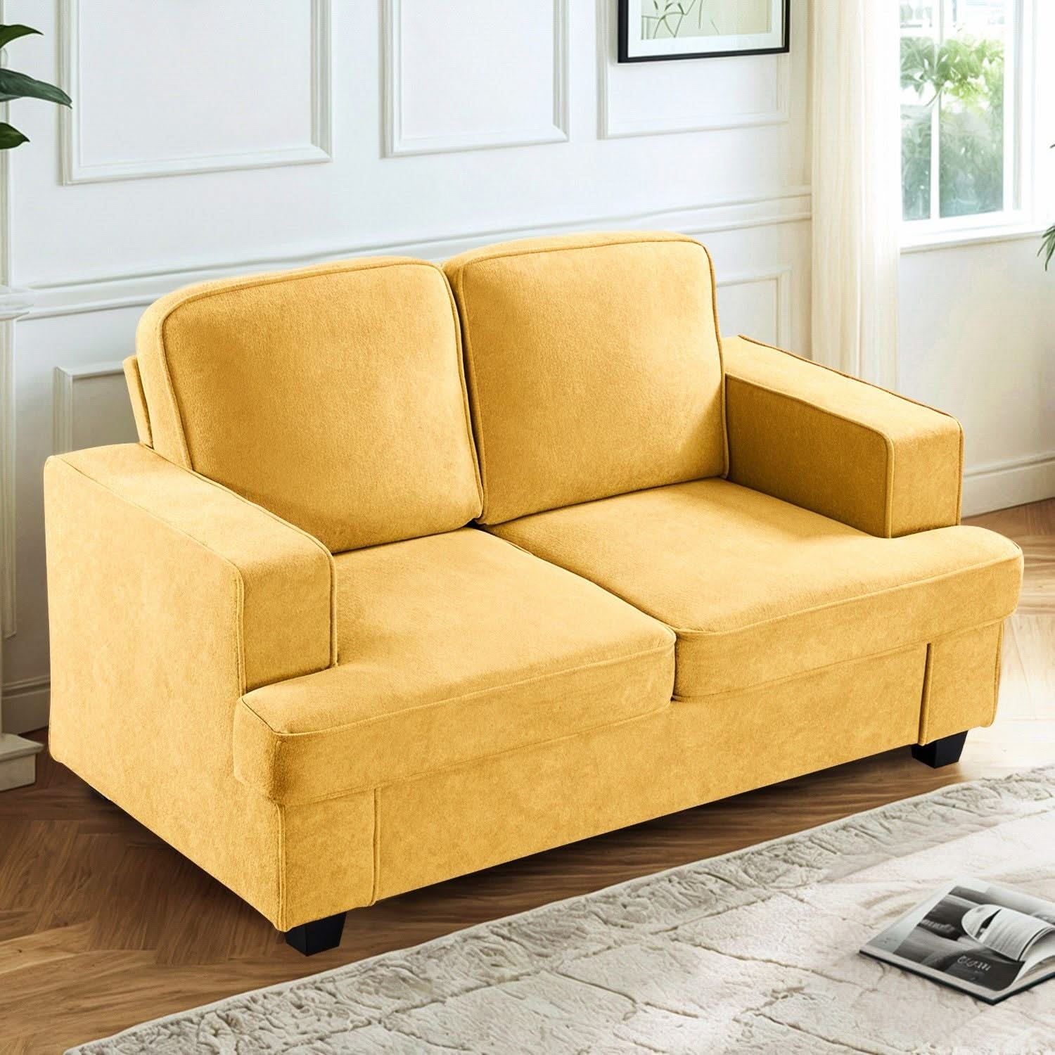 Modern Loveseat, Comfortable 2 Seater Couch With Deep Seating, Loose Back Cushions, Wide Arms - Image 2