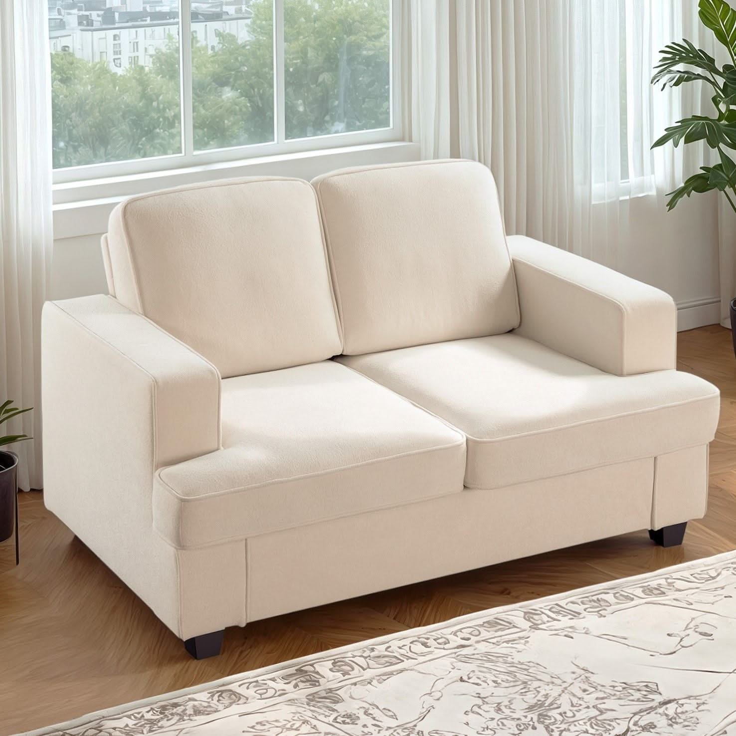 Modern Loveseat, Comfortable 2 Seater Couch With Deep Seating, Loose Back Cushions, Wide Arms - Image 20