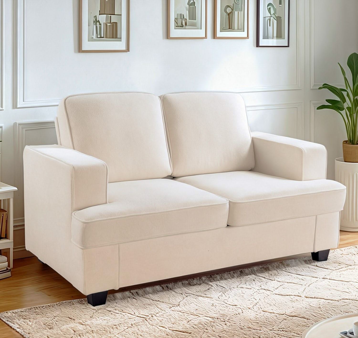 Modern Loveseat, Comfortable 2 Seater Couch With Deep Seating, Loose Back Cushions, Wide Arms - Image 3