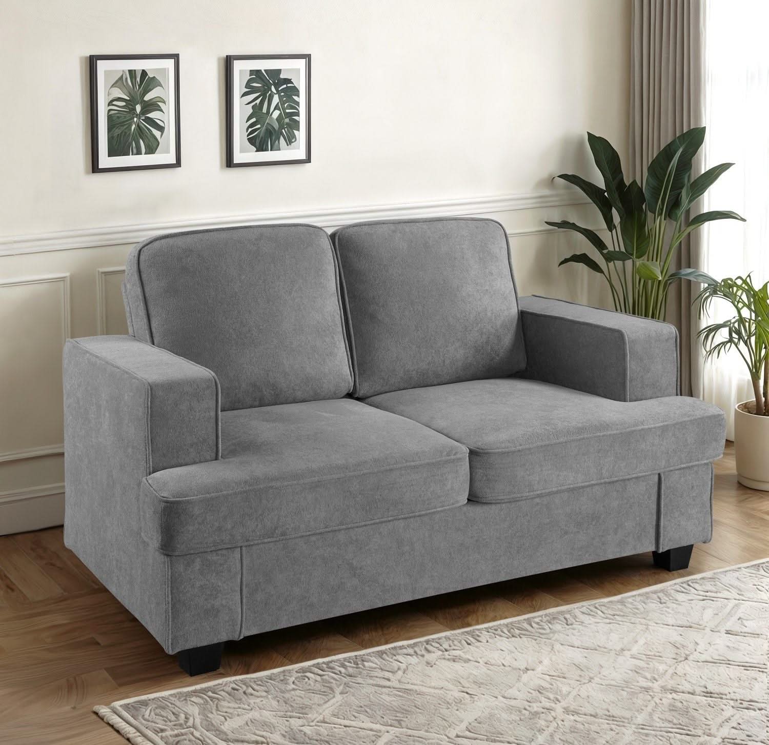 Modern Loveseat, Comfortable 2 Seater Couch With Deep Seating, Loose Back Cushions, Wide Arms - Image 4