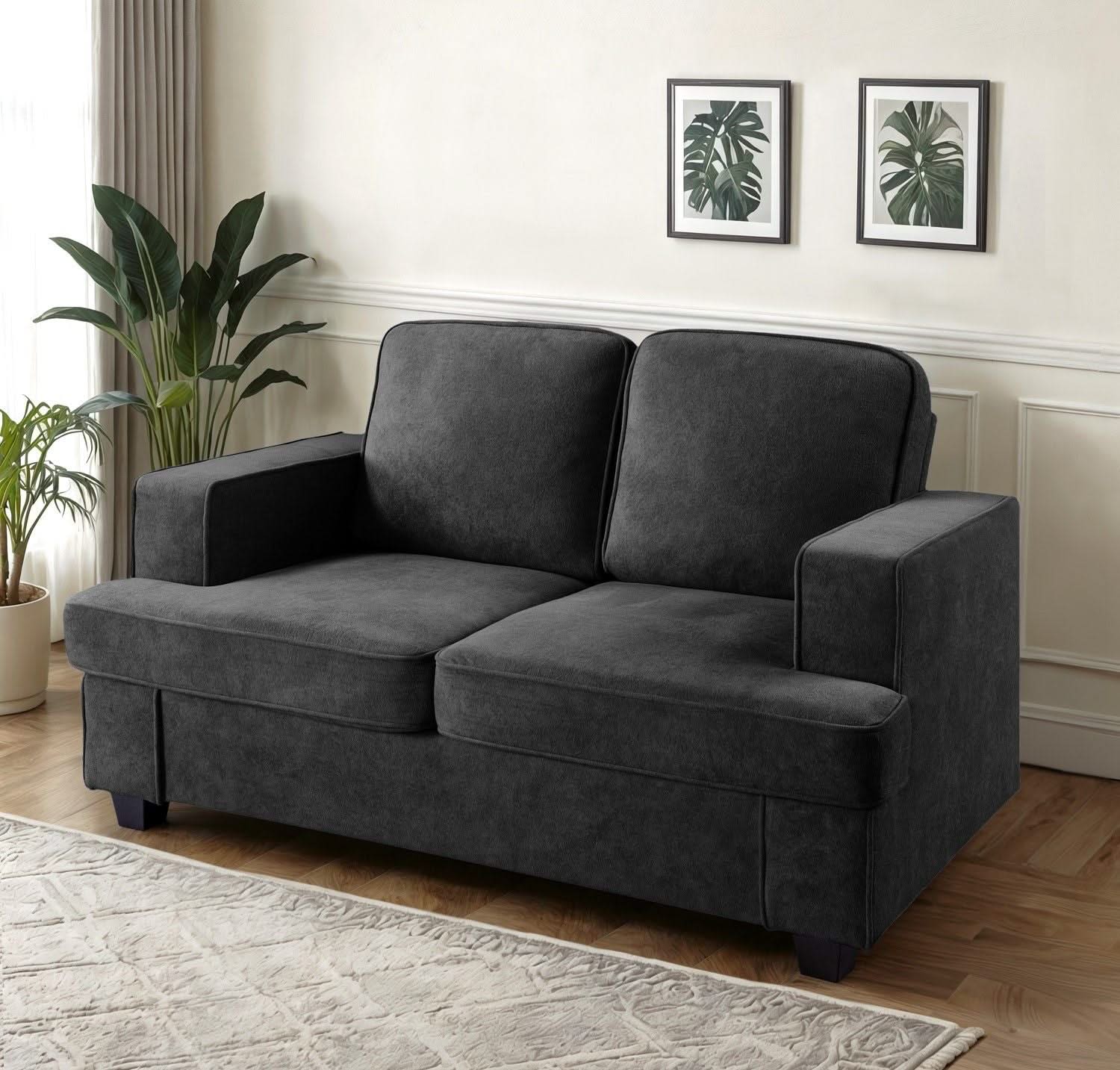 Modern Loveseat, Comfortable 2 Seater Couch With Deep Seating, Loose Back Cushions, Wide Arms - Image 6