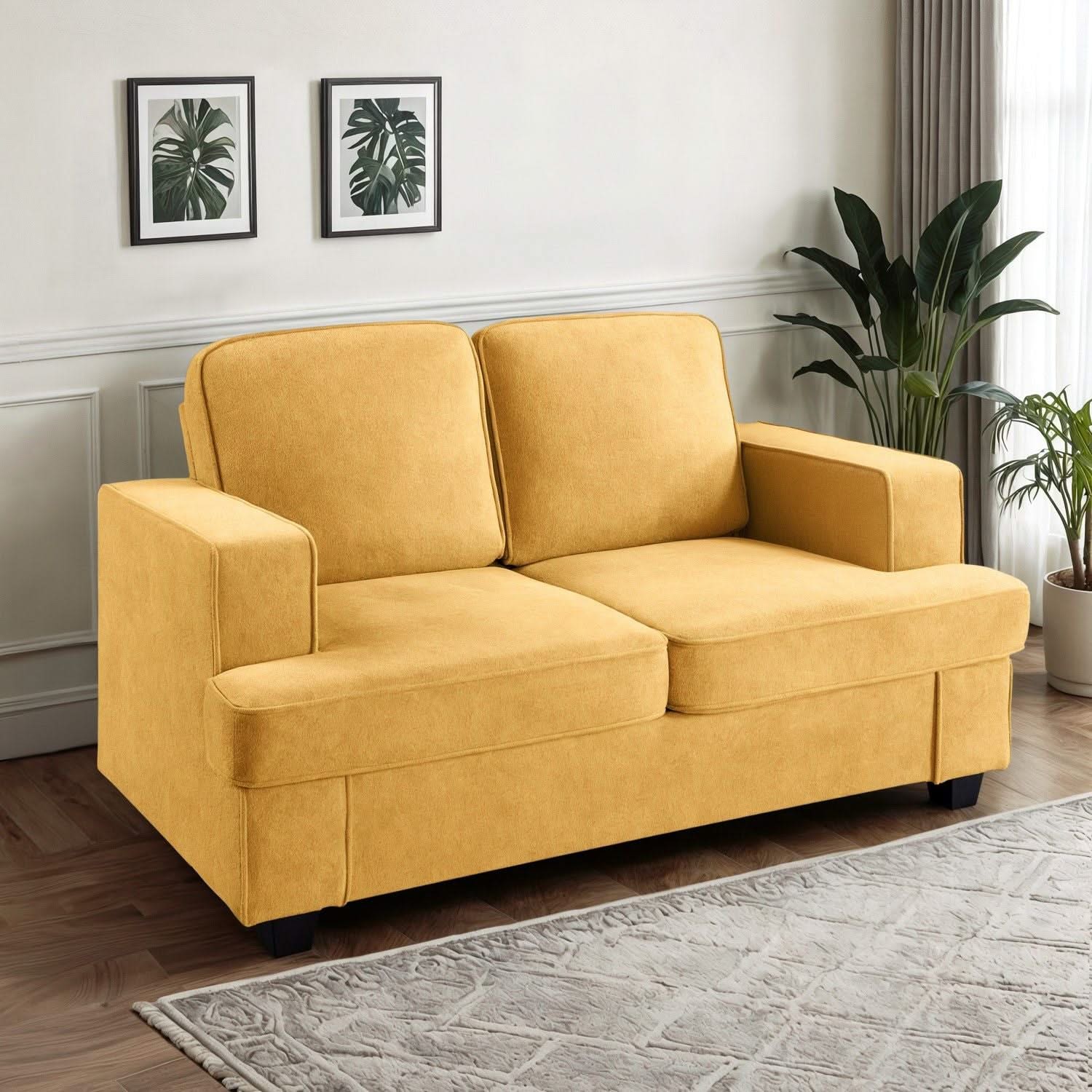 Modern Loveseat, Comfortable 2 Seater Couch With Deep Seating, Loose Back Cushions, Wide Arms - Image 8