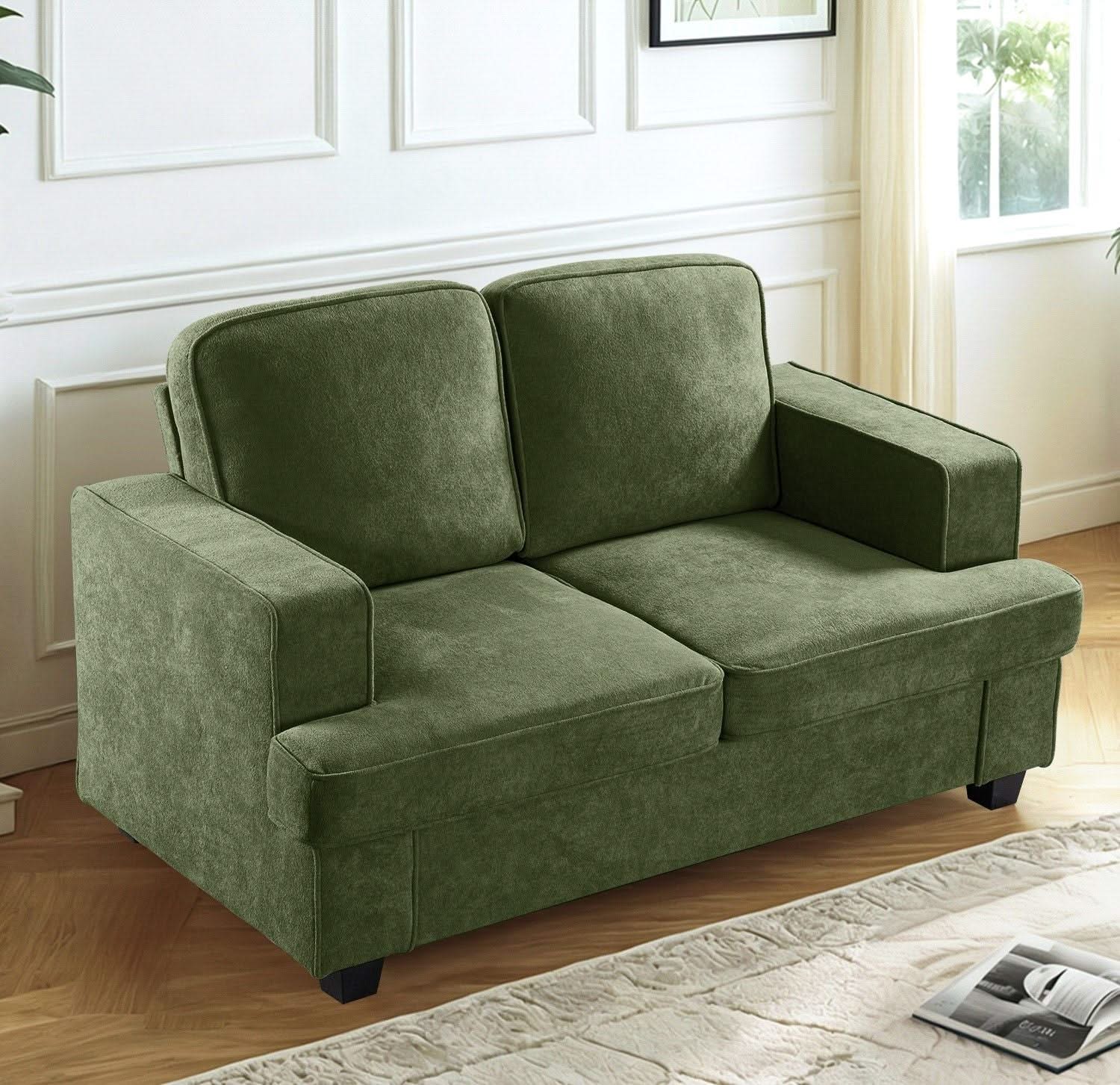 Modern Loveseat, Comfortable 2 Seater Couch With Deep Seating, Loose Back Cushions, Wide Arms - Image 9