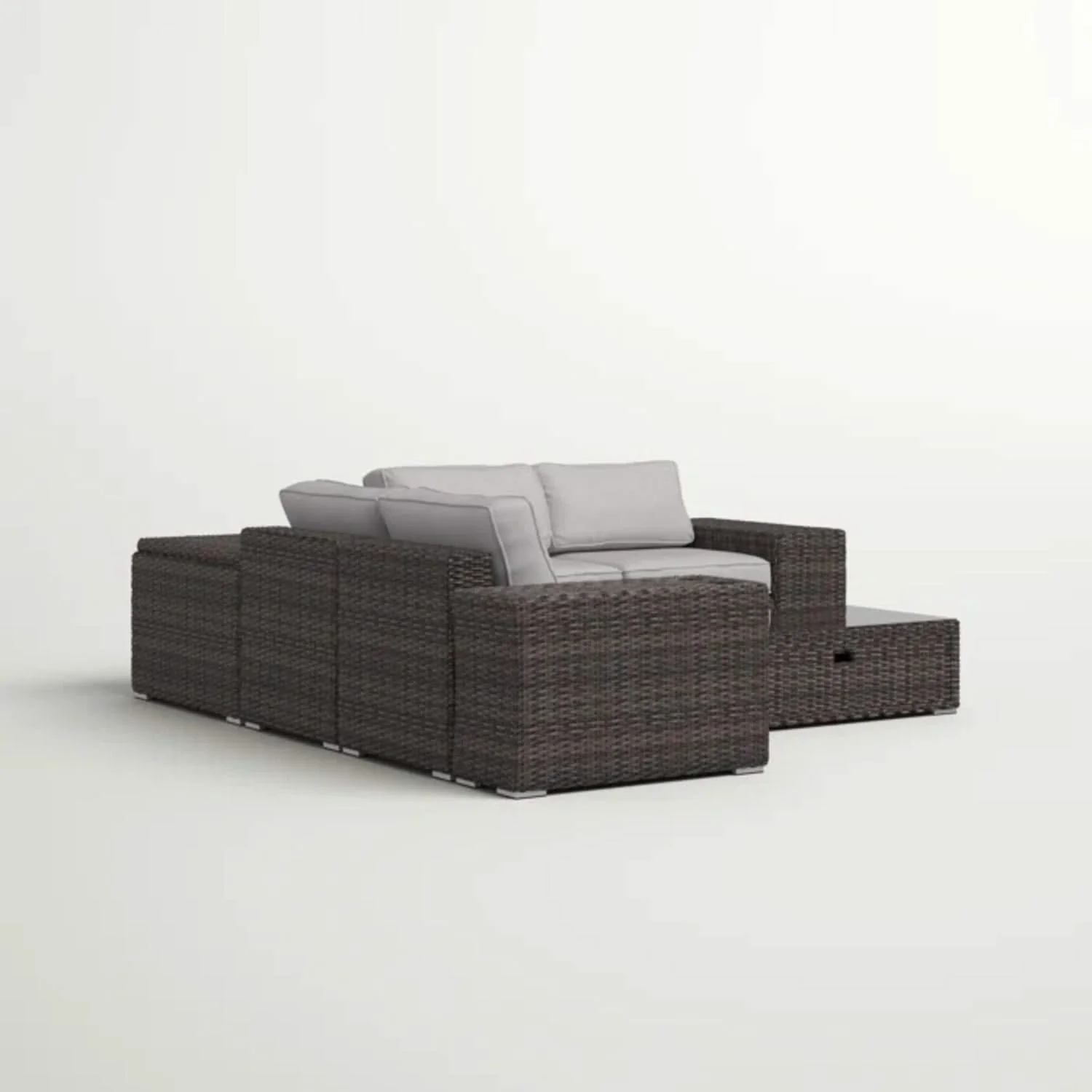 Modern Patio Rattan Sectional Set With Cushions - Image 18