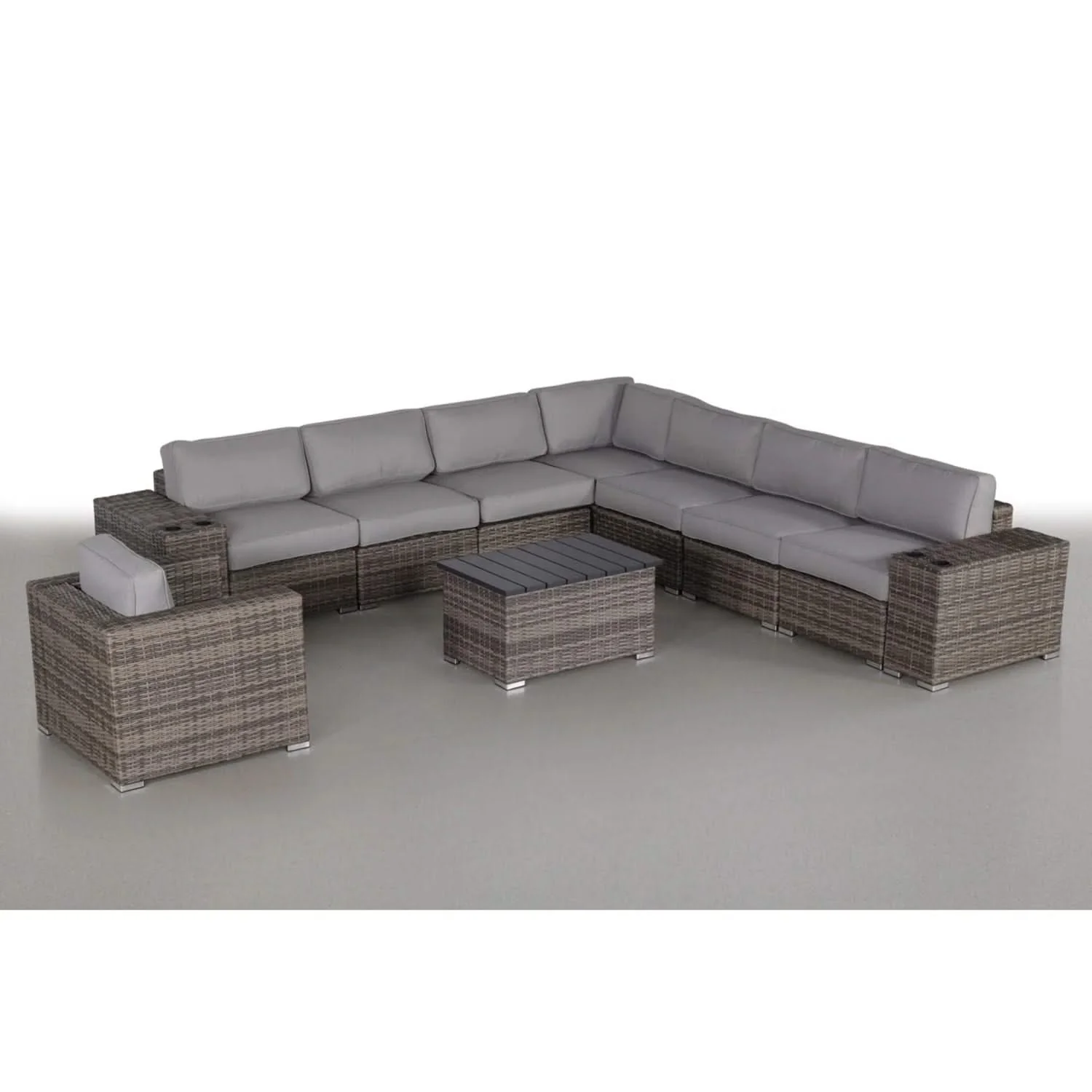 Modern Patio Rattan Sectional Set With Cushions - Image 2