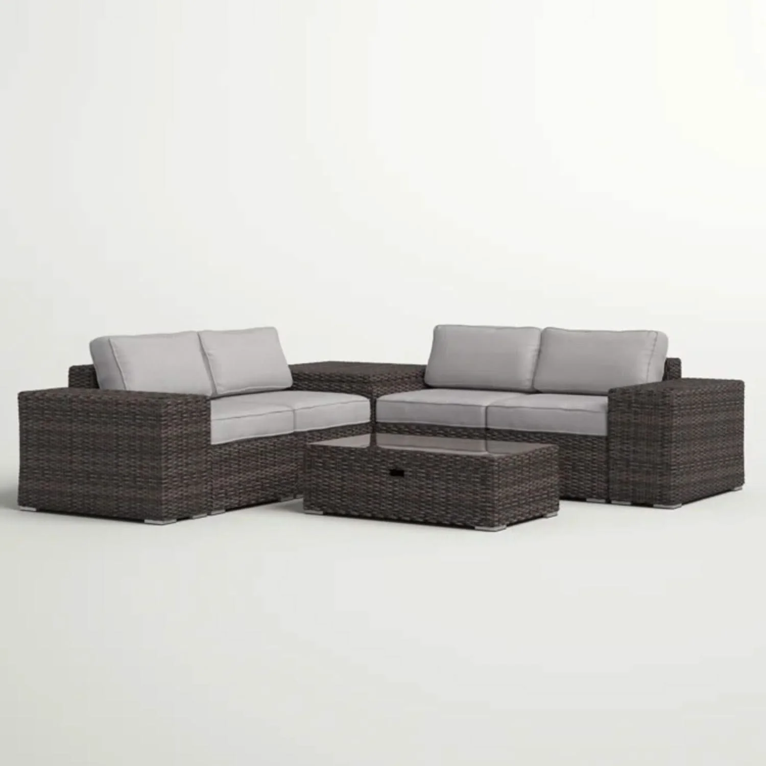 Modern Patio Rattan Sectional Set With Cushions - Image 41