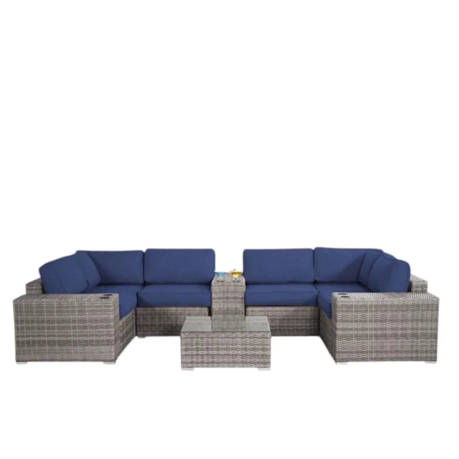 Modern Patio Rattan Sectional Set With Cushions - Image 5