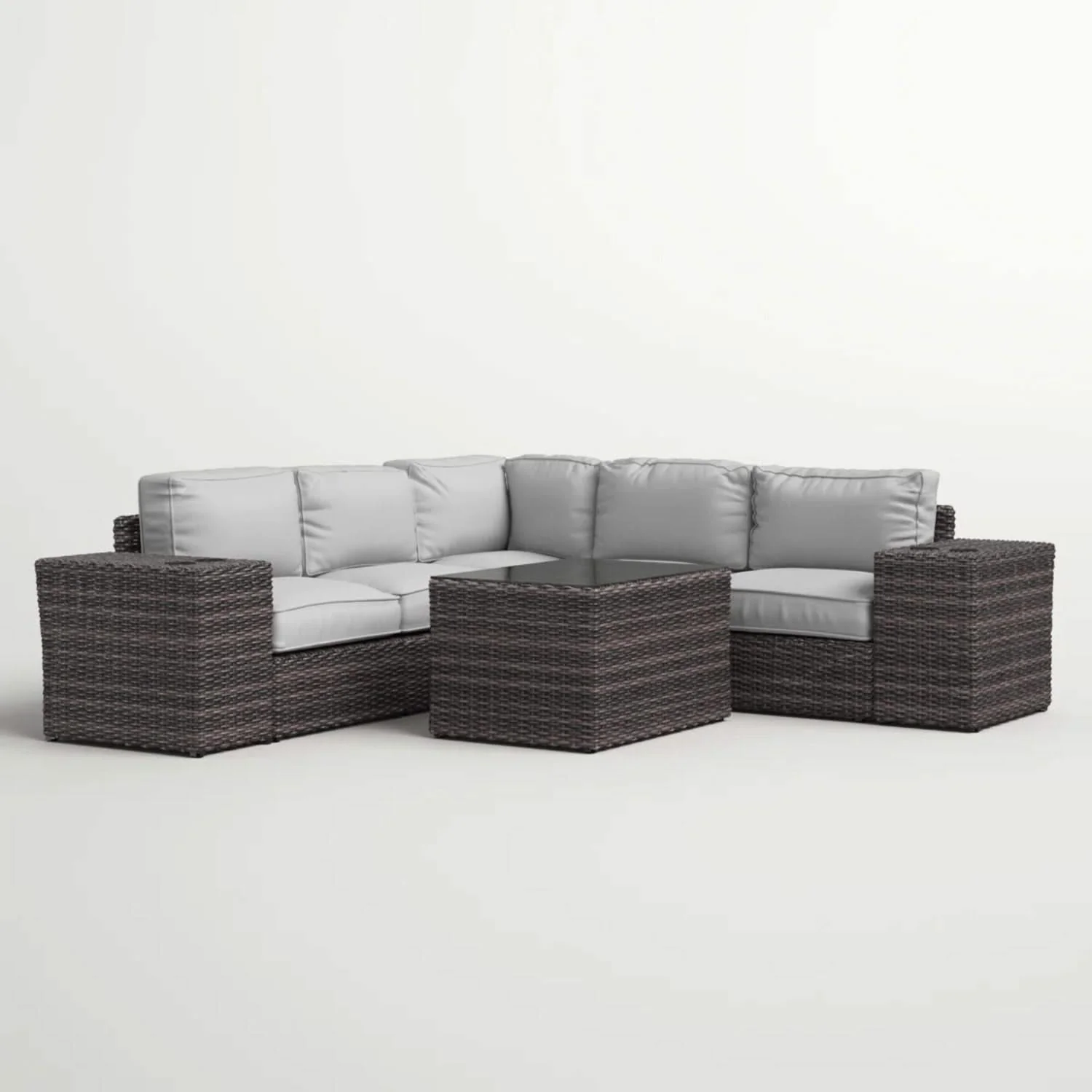 Modern Patio Rattan Sectional Set With Cushions - Image 6