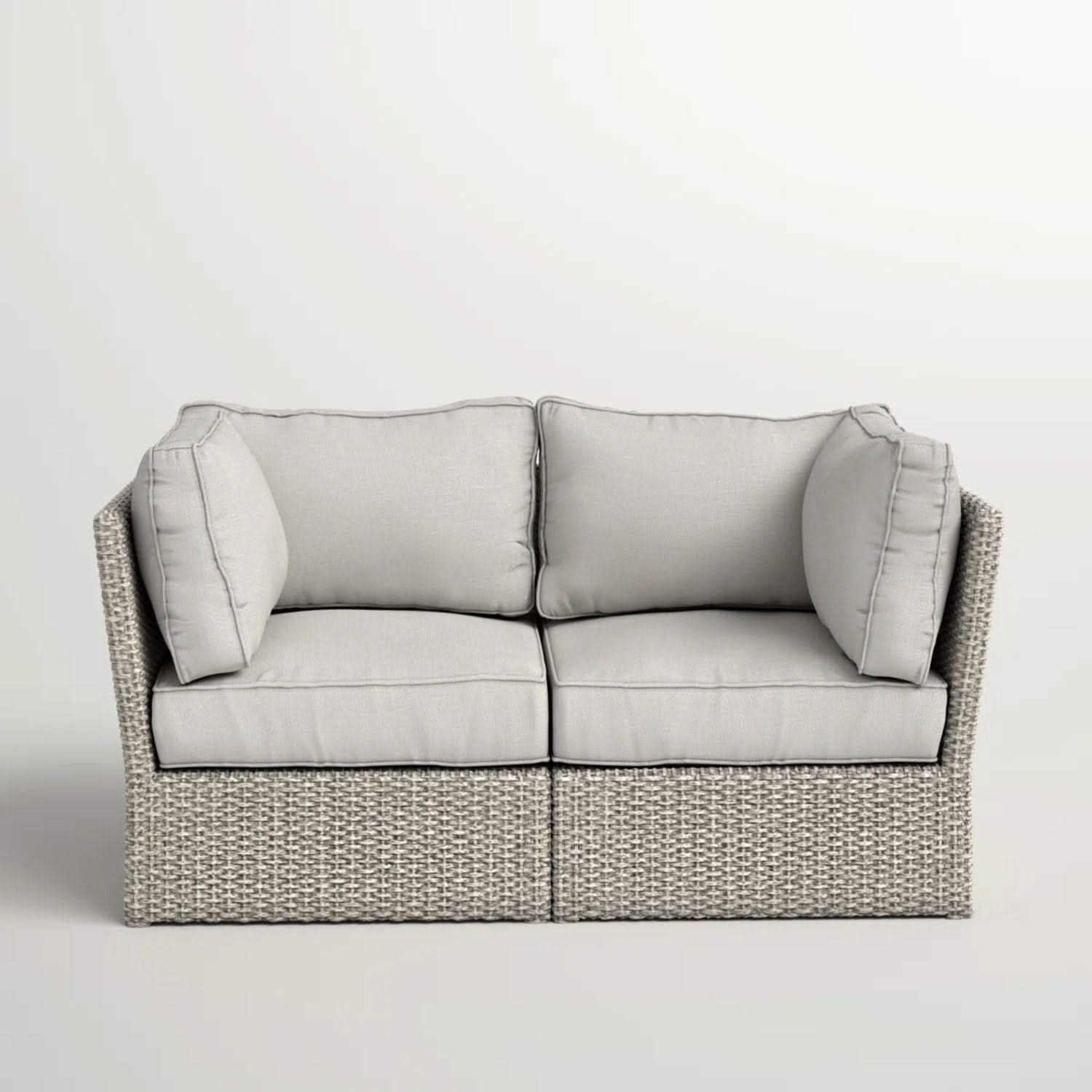 Modern Patio Wicker Loveseat With Cushions - Image 2