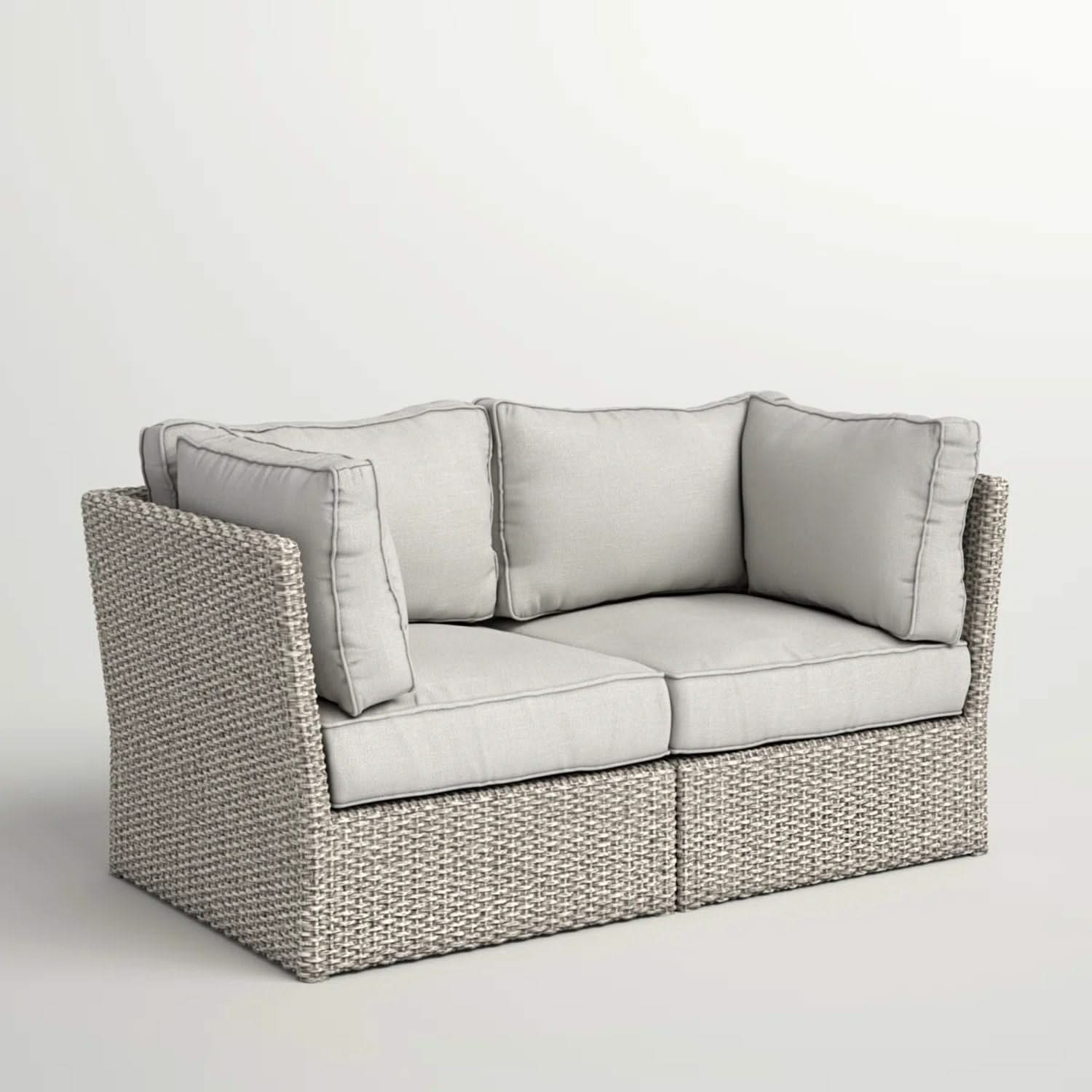 Modern Patio Wicker Loveseat With Cushions - Image 4