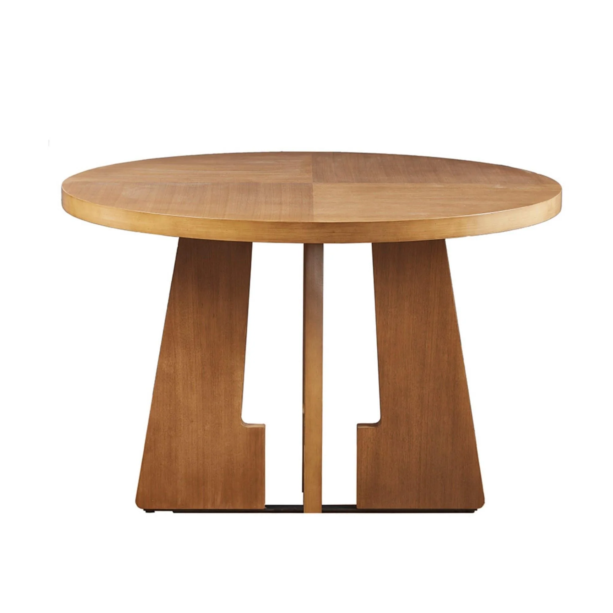 Round Dining Table With Pecan Wood Veneer - Walnut - Image 2