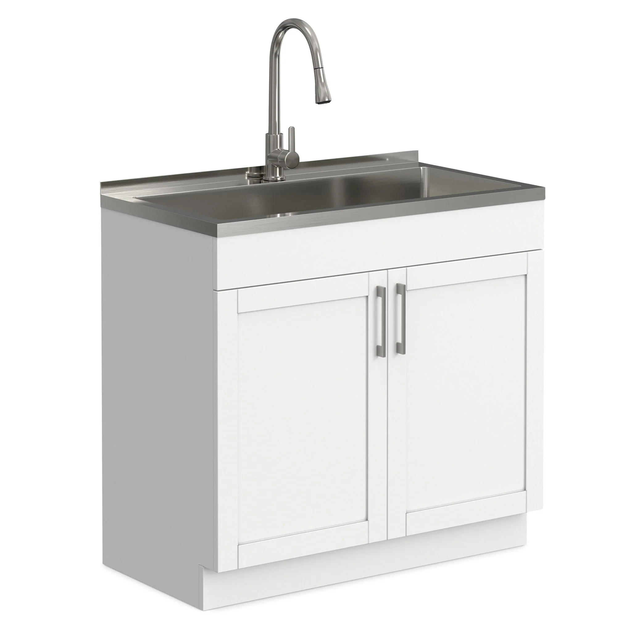 Modern Shaker All-In-One Laundry Utility Sink And Cabinet With Pull-Out Faucet - Image 2