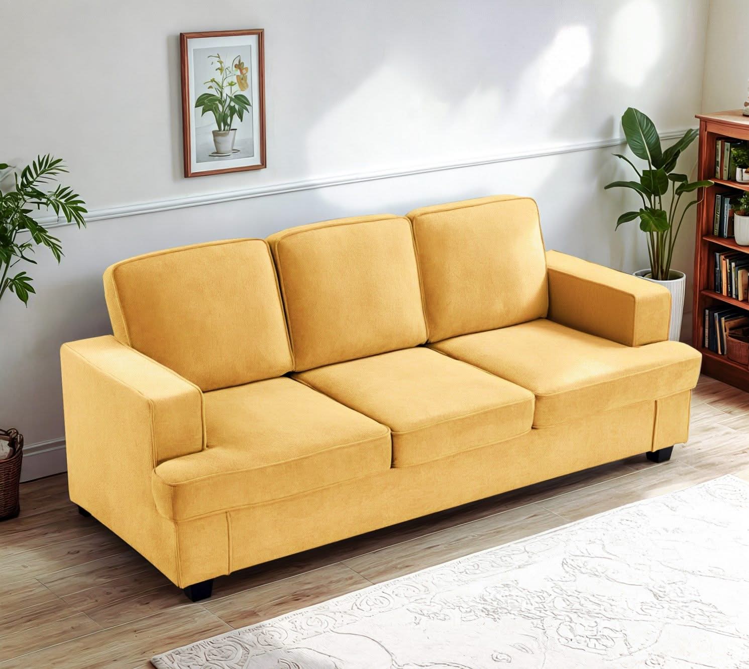 Modern Sofa, Comfortable 3 Seater Couch With Deep Seating, Loose Back Cushions, Wide Arms - Image 4
