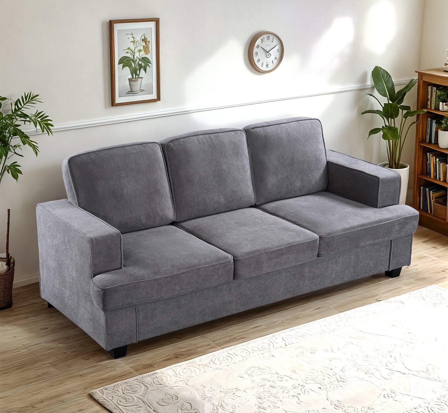 Modern Sofa, Comfortable 3 Seater Couch With Deep Seating, Loose Back Cushions, Wide Arms - Image 5