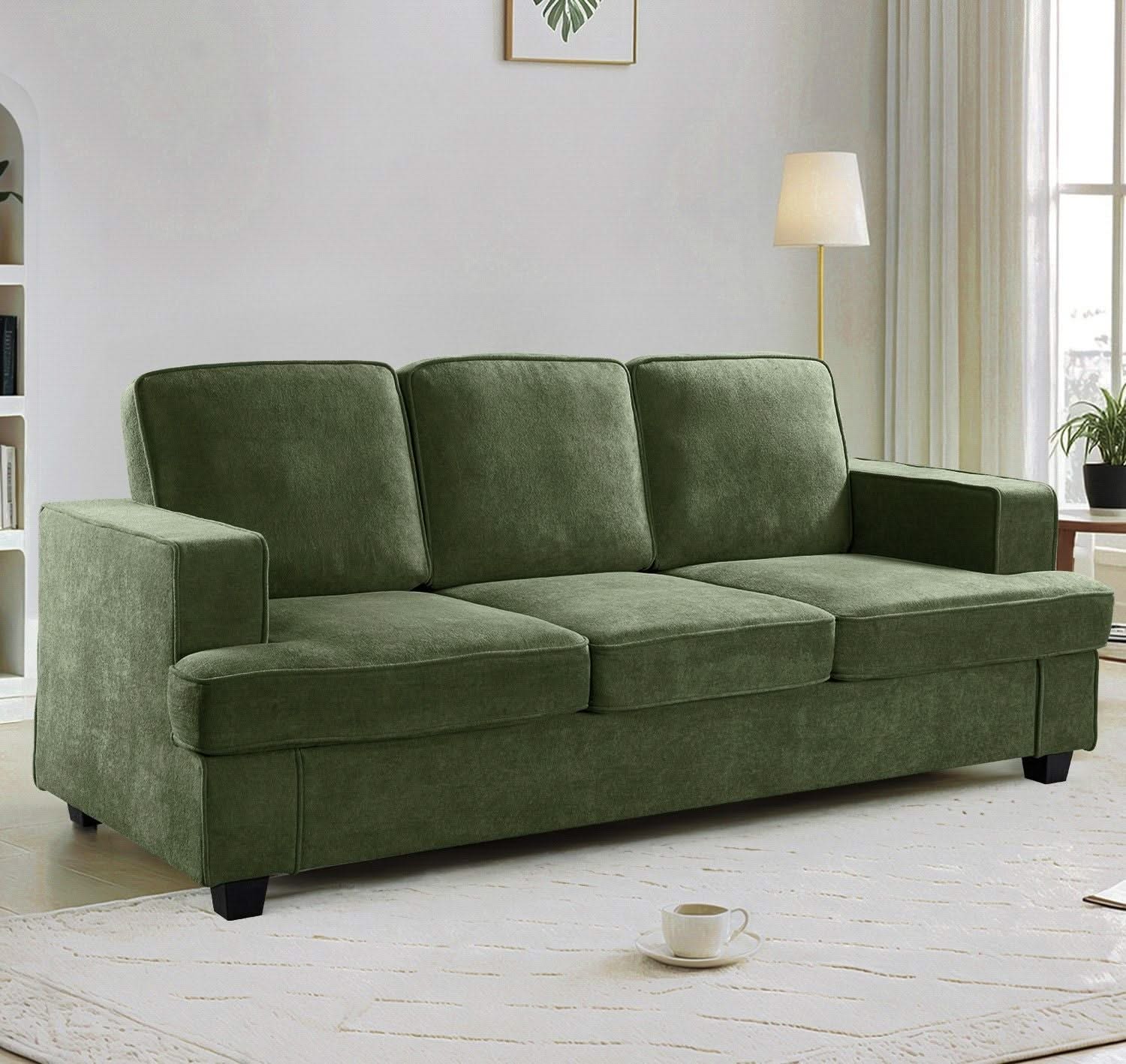 Modern Sofa, Comfortable 3 Seater Couch With Deep Seating, Loose Back Cushions, Wide Arms - Image 7