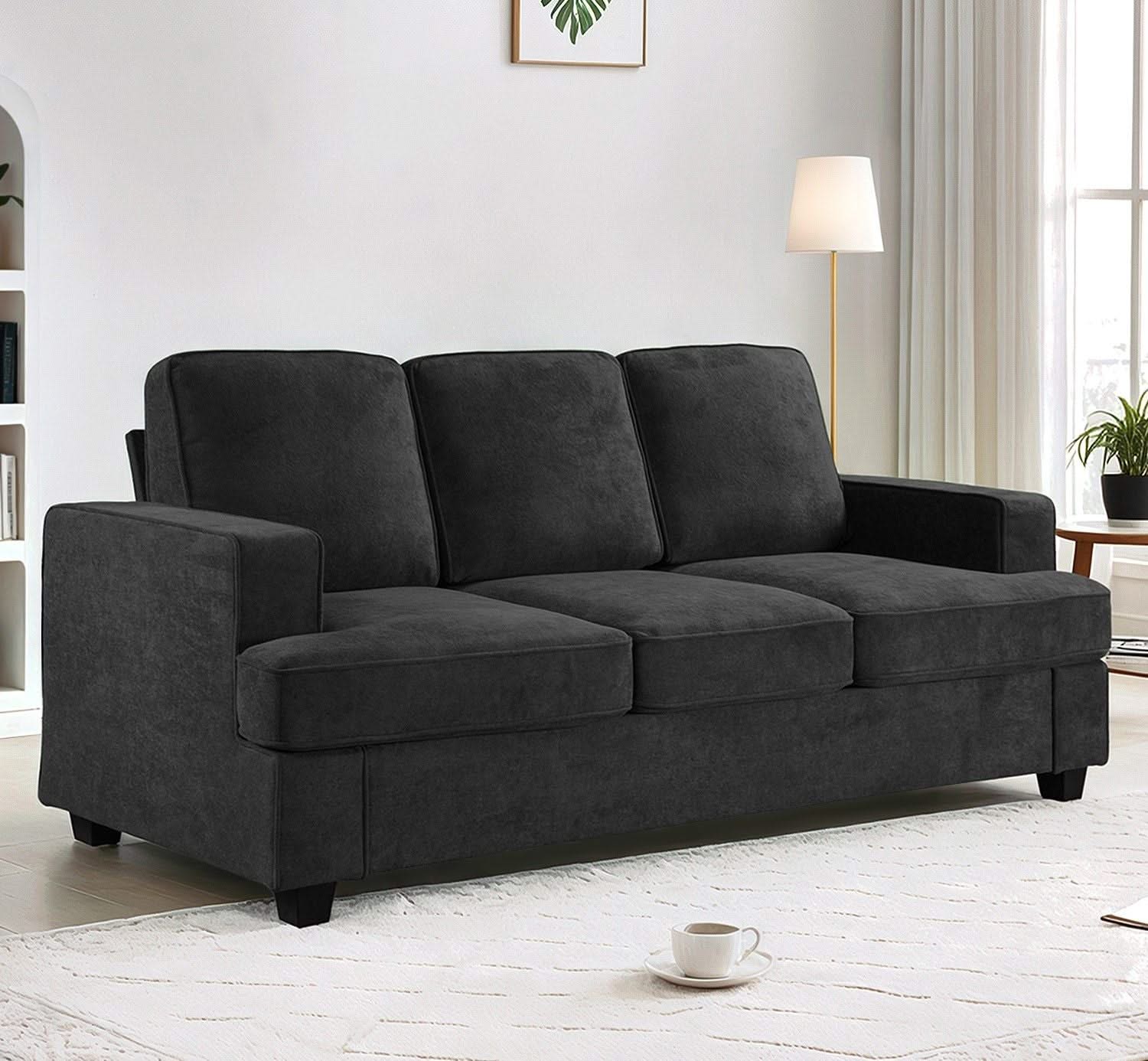 Modern Sofa, Comfortable 3 Seater Couch With Deep Seating, Loose Back Cushions, Wide Arms - Image 9