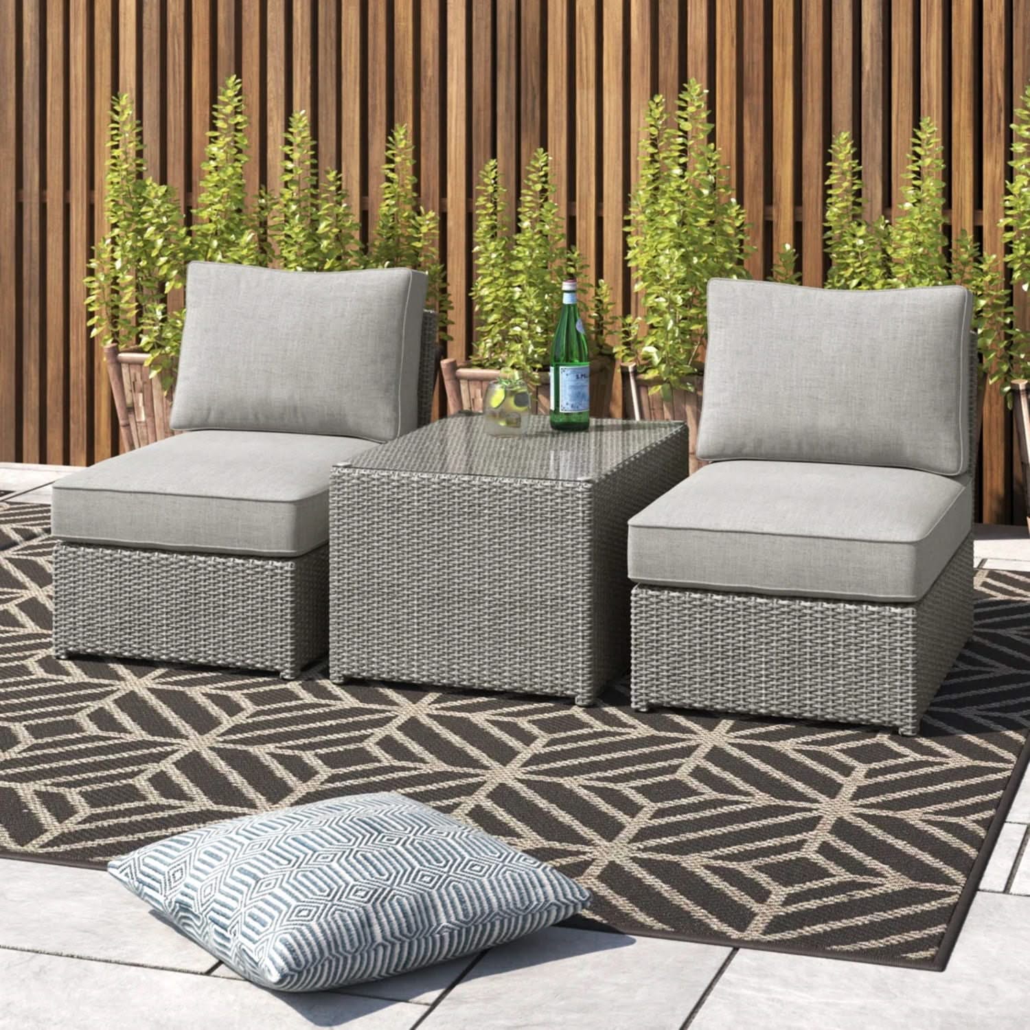 Modern Wicker Outdoor Seating Set With Cushions - Image 3