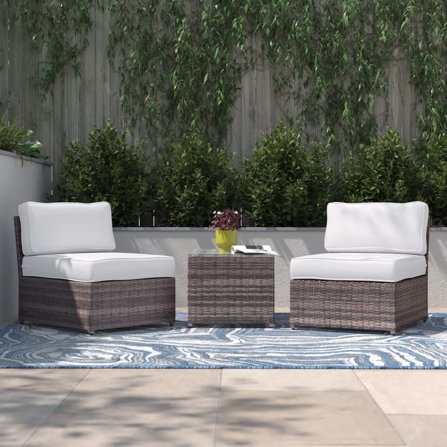 Modern Wicker Outdoor Seating Set With Cushions - Image 5