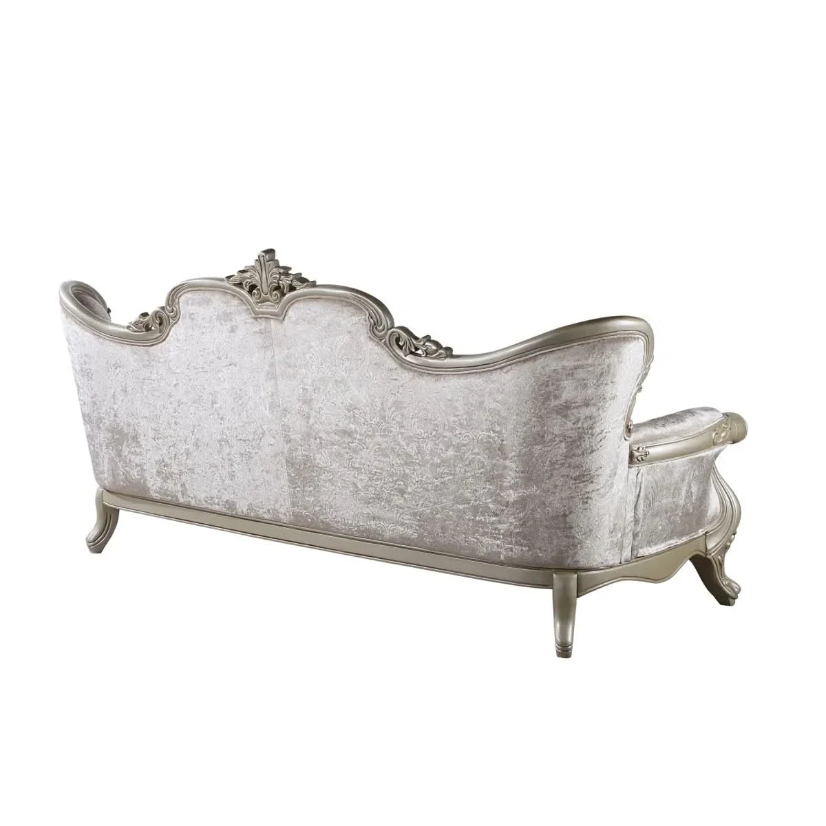Monique Pearl Silver Victorian Sofa with Ornate Carved Accents - Image 4