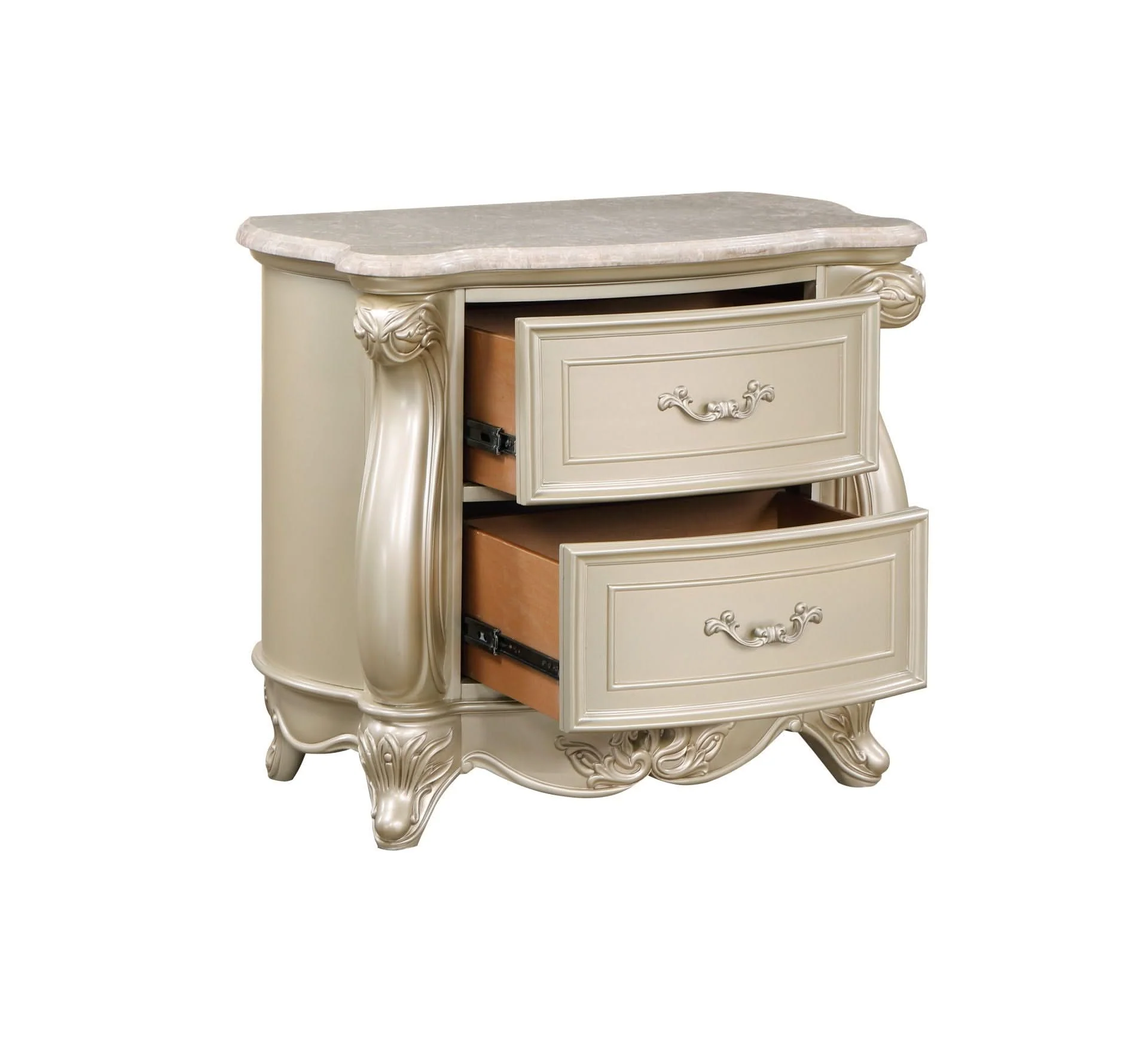 Monique - Nightstand With Marble Top - Champagne - Image 3