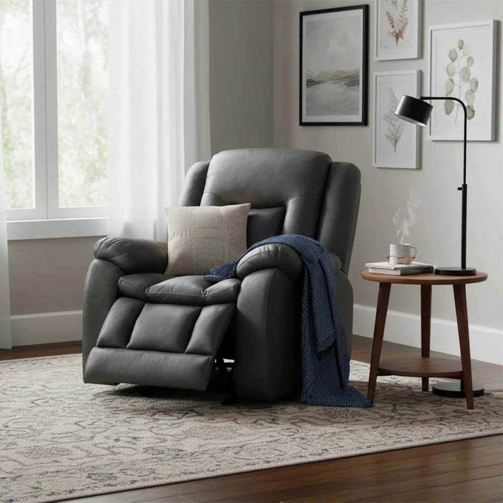 Morello Gray Reclining Glider Recliner with Plush Cushioning - Image 2
