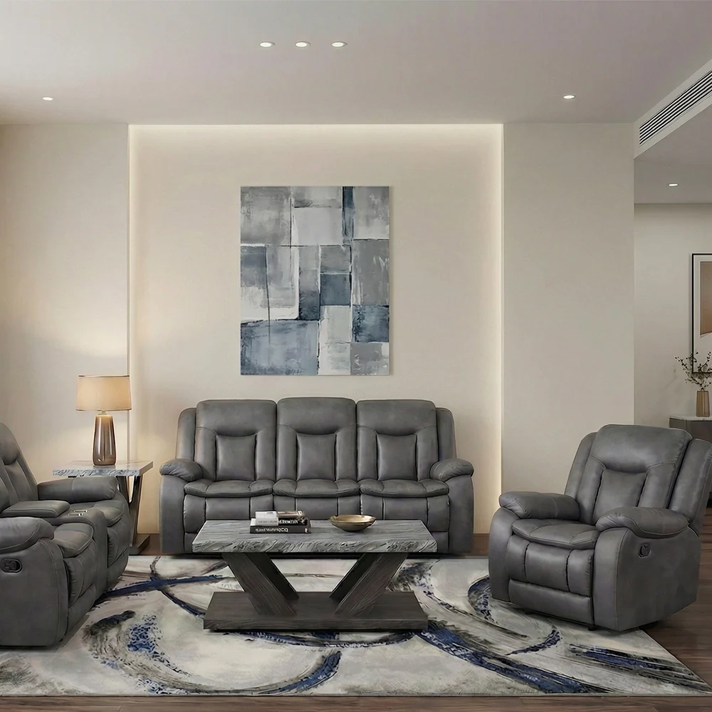Morello Gray Reclining Glider Recliner with Plush Cushioning - Image 7