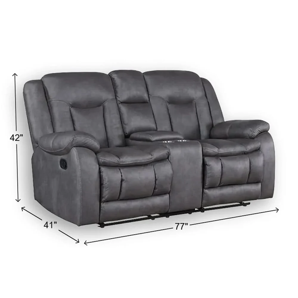 Morello Gray Reclining Console Loveseat with Cupholders and Storage - Image 4
