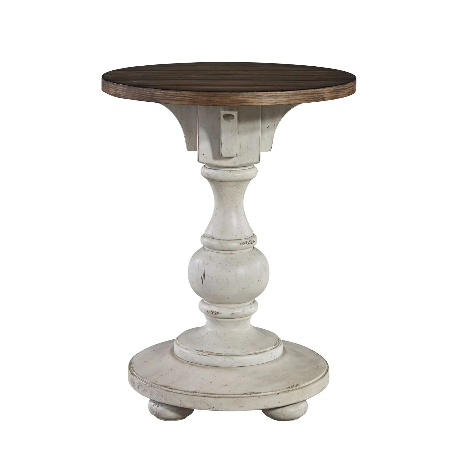 Morgan Creek - Chair Side Table - Antique White / Wirebrushed Tobacco Accents - Image 4