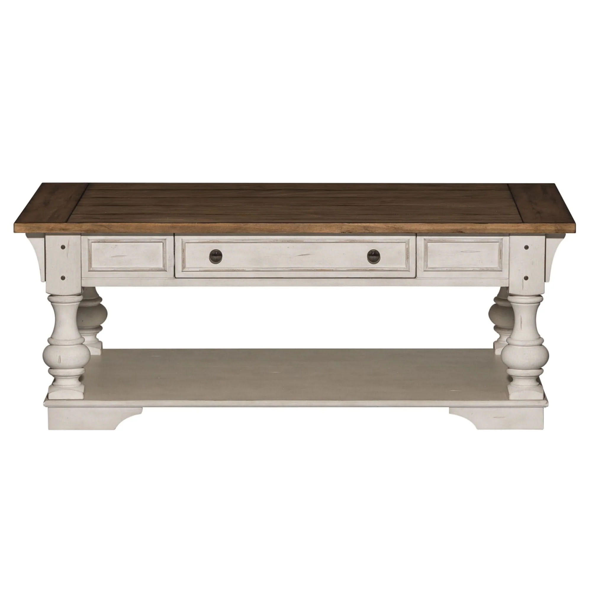 Morgan Creek - Cocktail Table - Antique White / Wirebrushed Tobacco Accents